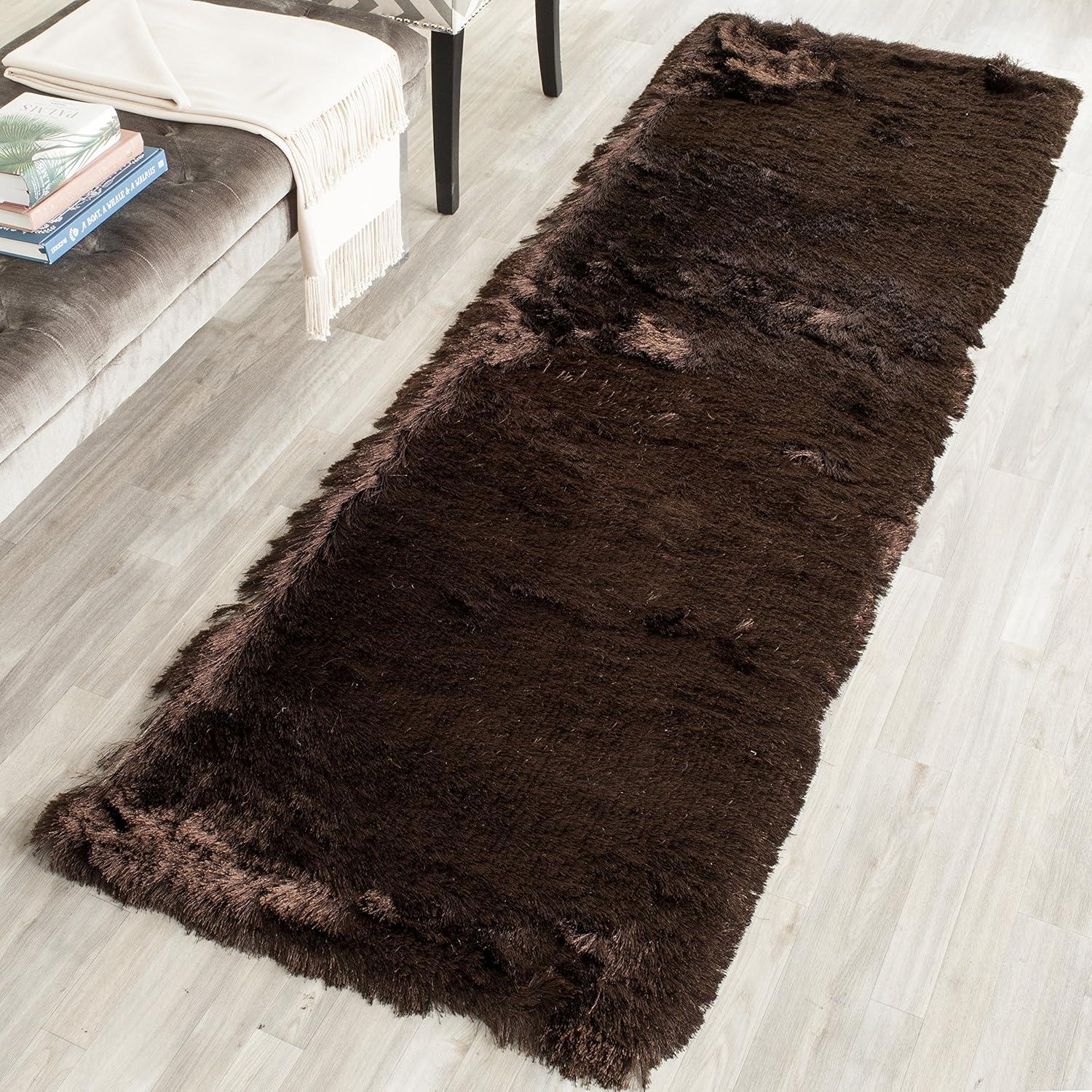 image:imageSAFAVIEH Area Rug 4x6 Paris Shag Collection Sage Handmade Soft Flowing Pile Ideal for Ideal for Hallway Foyer Entryway Bedroom SG5111003Chocolate