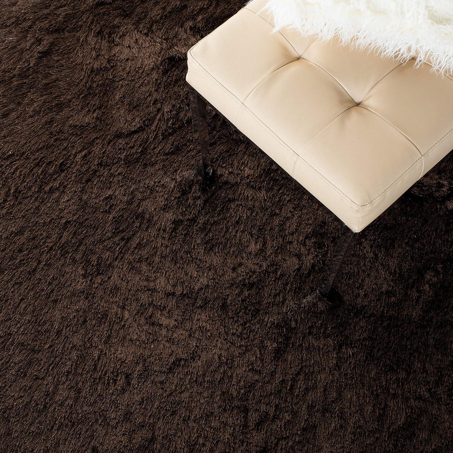 image:imageSAFAVIEH Area Rug 4x6 Paris Shag Collection Sage Handmade Soft Flowing Pile Ideal for Ideal for Hallway Foyer Entryway Bedroom SG5111003Chocolate