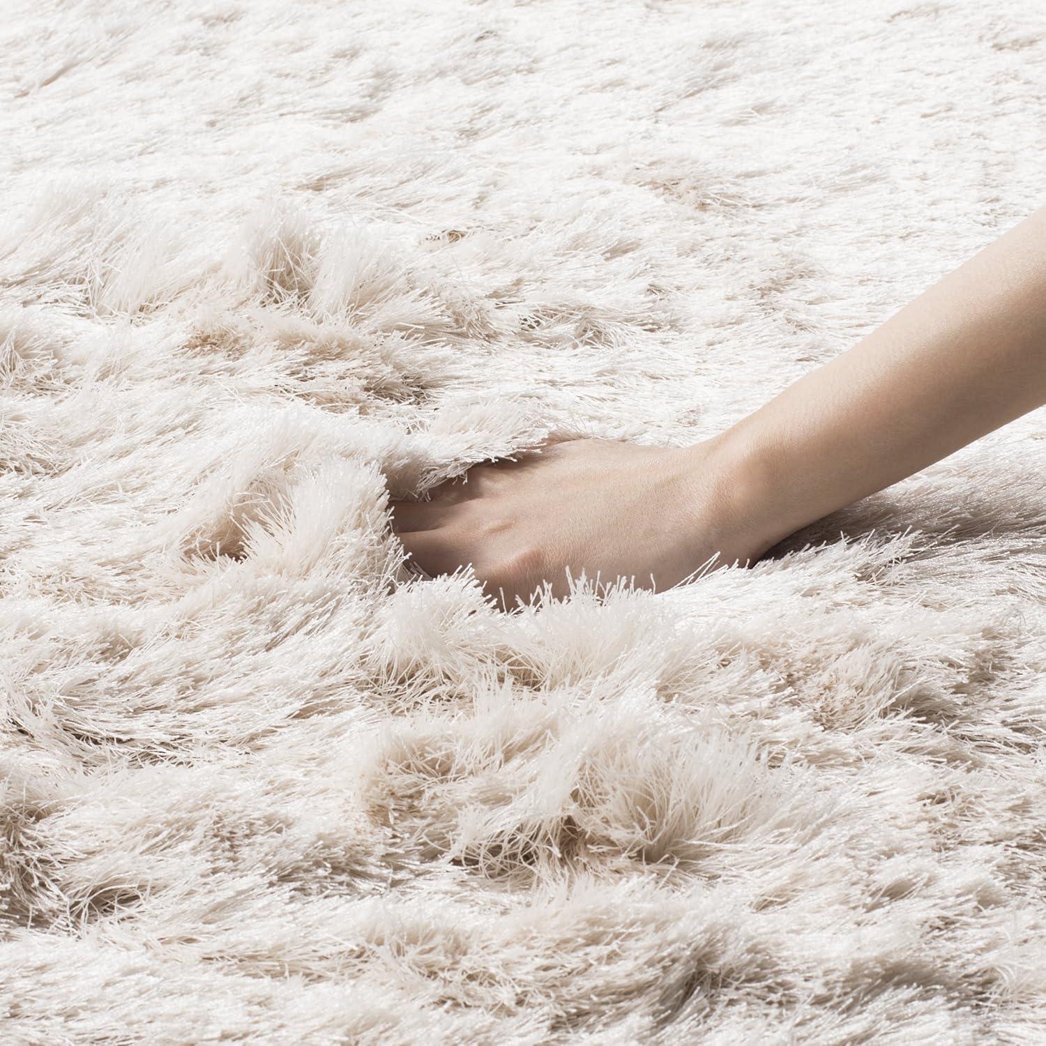 image:imageSAFAVIEH Area Rug 4x6 Paris Shag Collection Sage Handmade Soft Flowing Pile Ideal for Ideal for Hallway Foyer Entryway Bedroom SG5111003Ivory