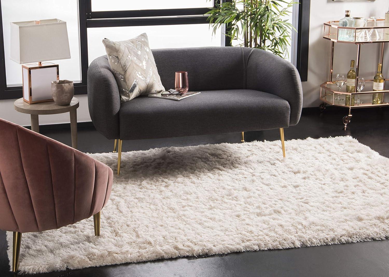 image:imageSAFAVIEH Area Rug 4x6 Paris Shag Collection Sage Handmade Soft Flowing Pile Ideal for Ideal for Hallway Foyer Entryway Bedroom SG5111003Ivory
