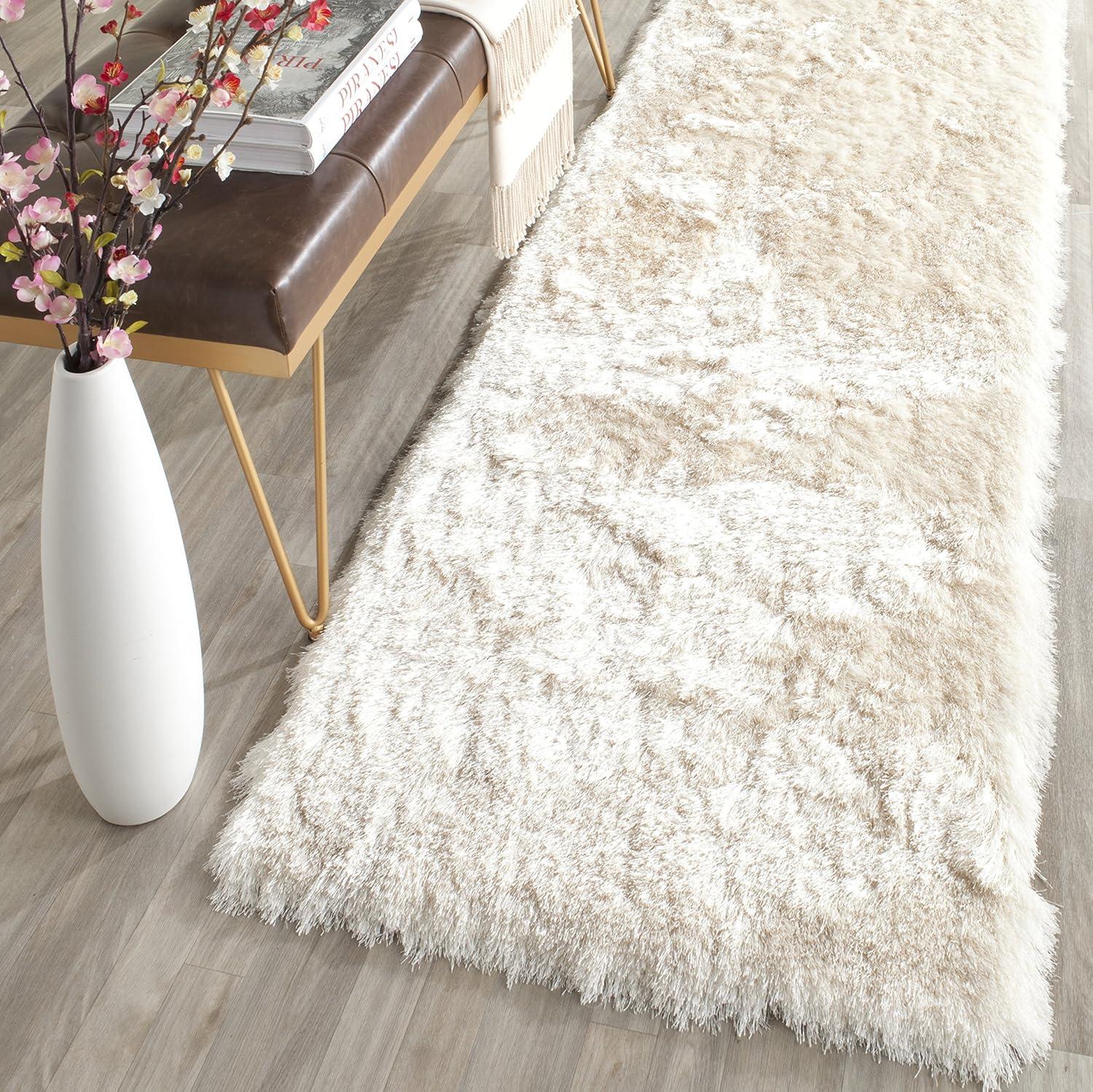 image:imageSAFAVIEH Area Rug 4x6 Paris Shag Collection Sage Handmade Soft Flowing Pile Ideal for Ideal for Hallway Foyer Entryway Bedroom SG5111003Ivory