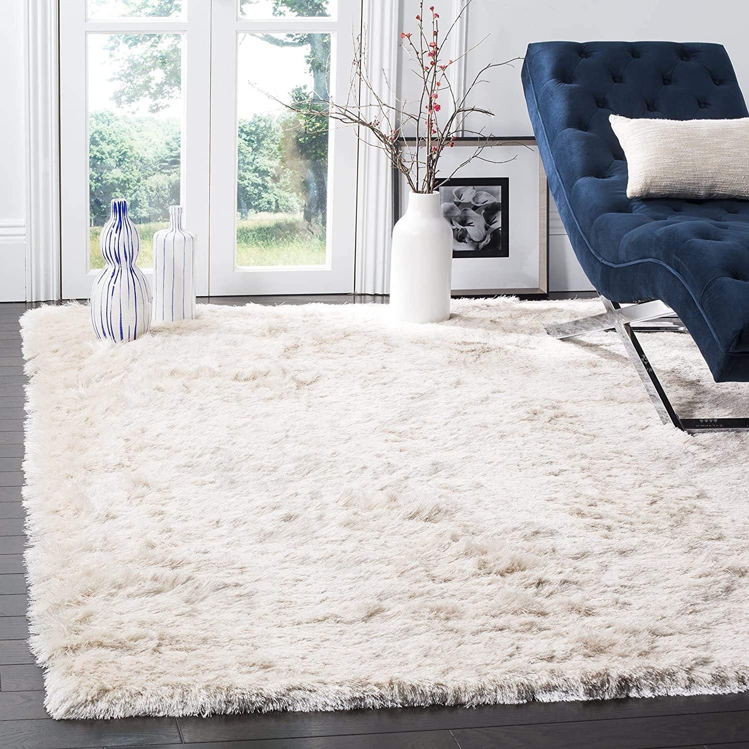 image:imageSAFAVIEH Area Rug 4x6 Paris Shag Collection Sage Handmade Soft Flowing Pile Ideal for Ideal for Hallway Foyer Entryway Bedroom SG5111003Ivory