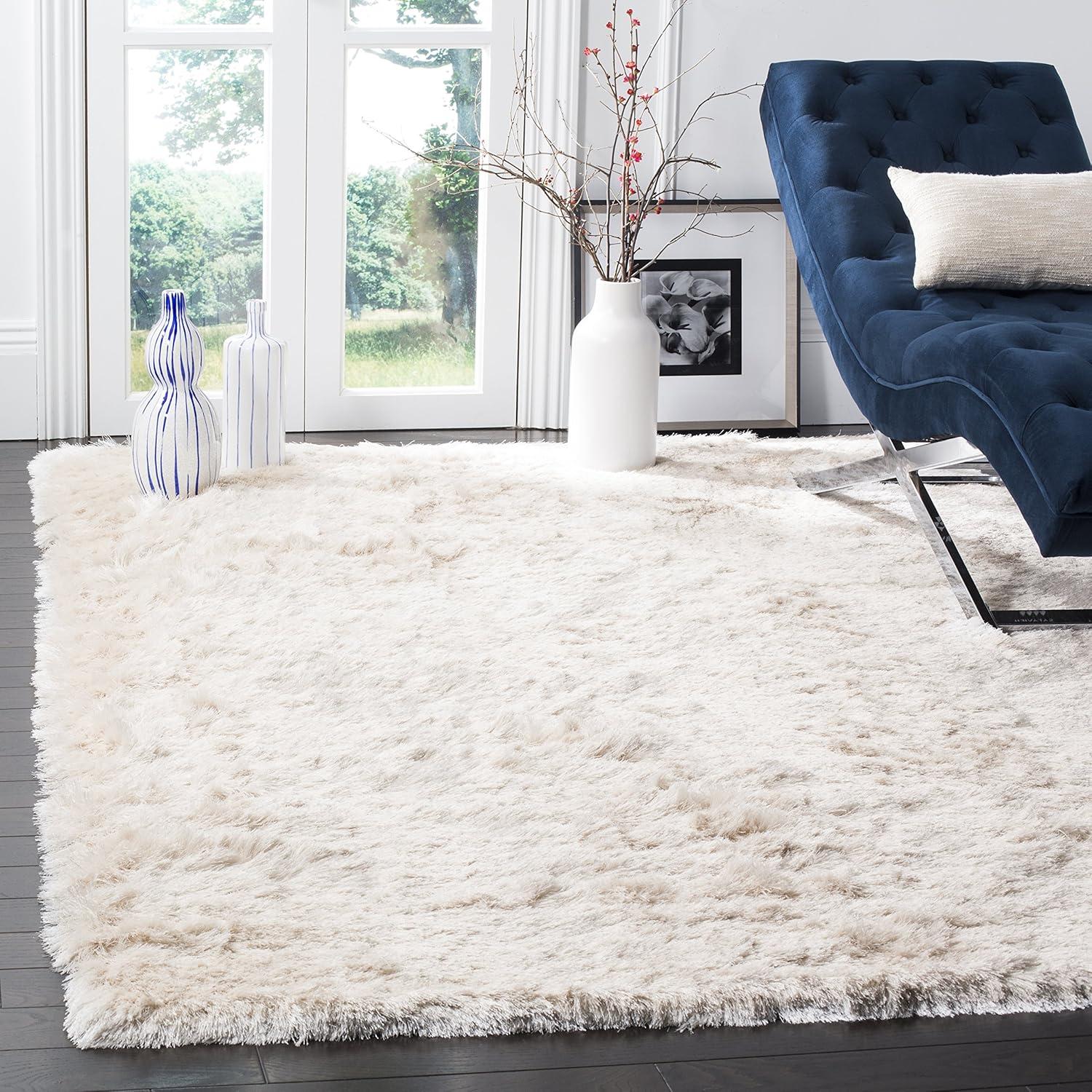 image:imageSAFAVIEH Area Rug 4x6 Paris Shag Collection Sage Handmade Soft Flowing Pile Ideal for Ideal for Hallway Foyer Entryway Bedroom SG5111003Ivory