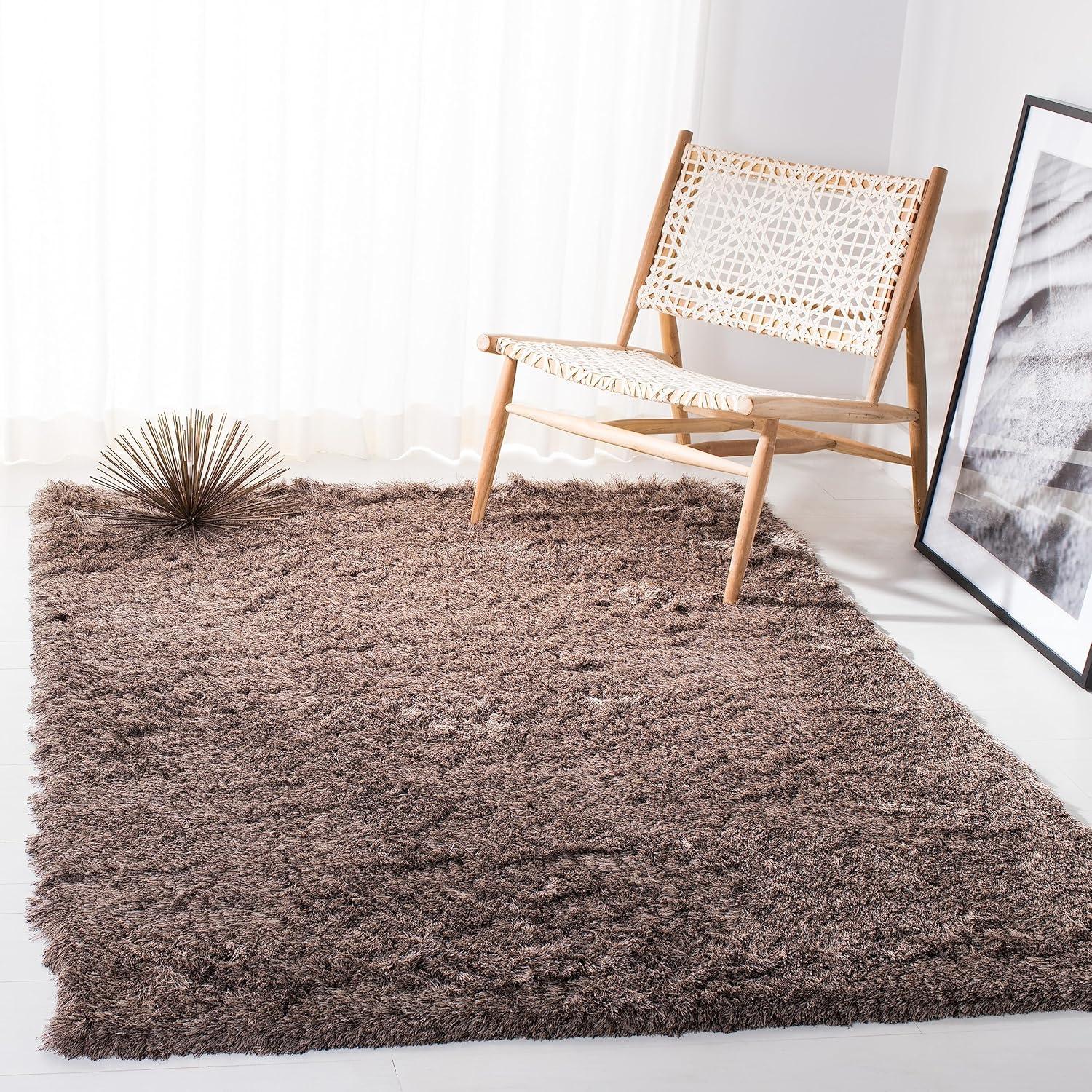 image:imageSAFAVIEH Area Rug 4x6 Paris Shag Collection Sage Handmade Soft Flowing Pile Ideal for Ideal for Hallway Foyer Entryway Bedroom SG5111003Sable