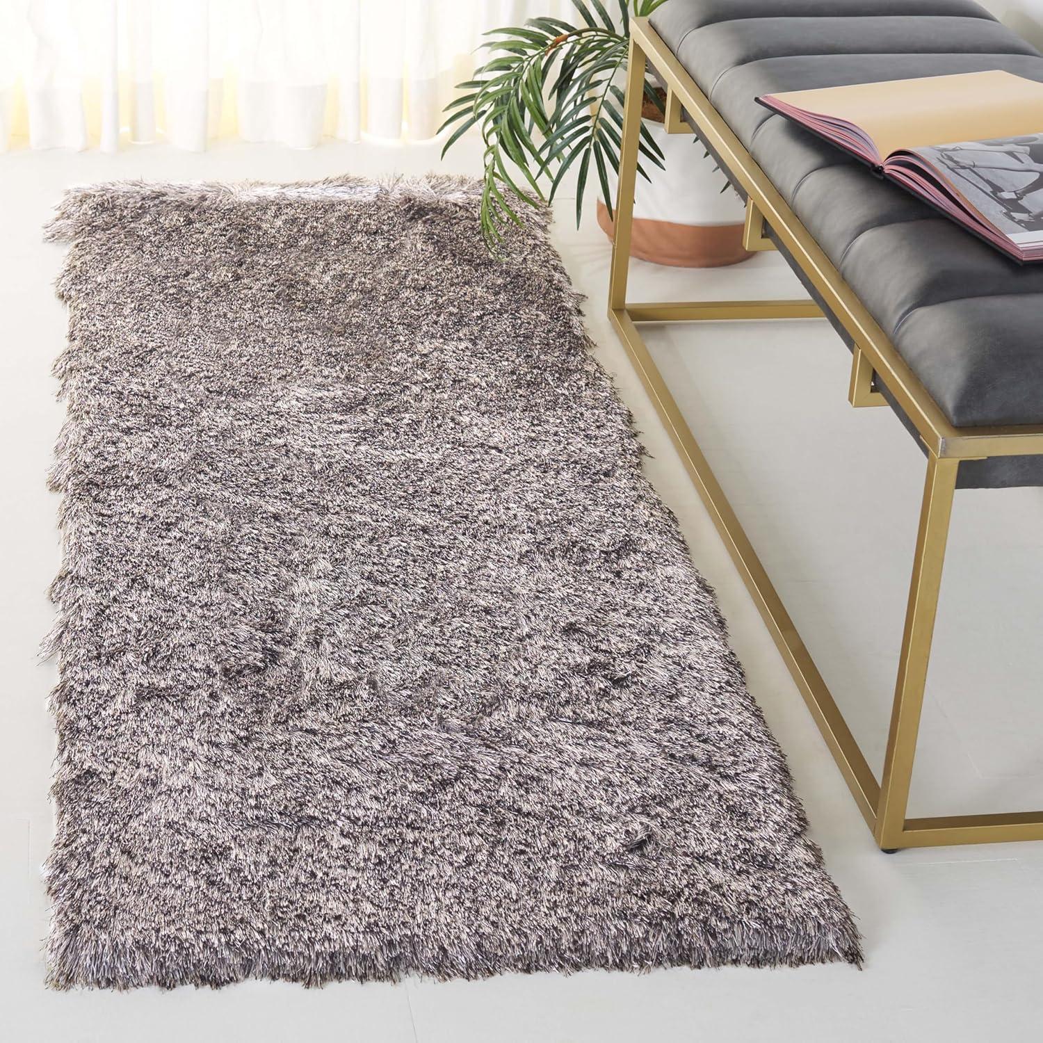 image:imageSAFAVIEH Area Rug 4x6 Paris Shag Collection Sage Handmade Soft Flowing Pile Ideal for Ideal for Hallway Foyer Entryway Bedroom SG5111003Sable