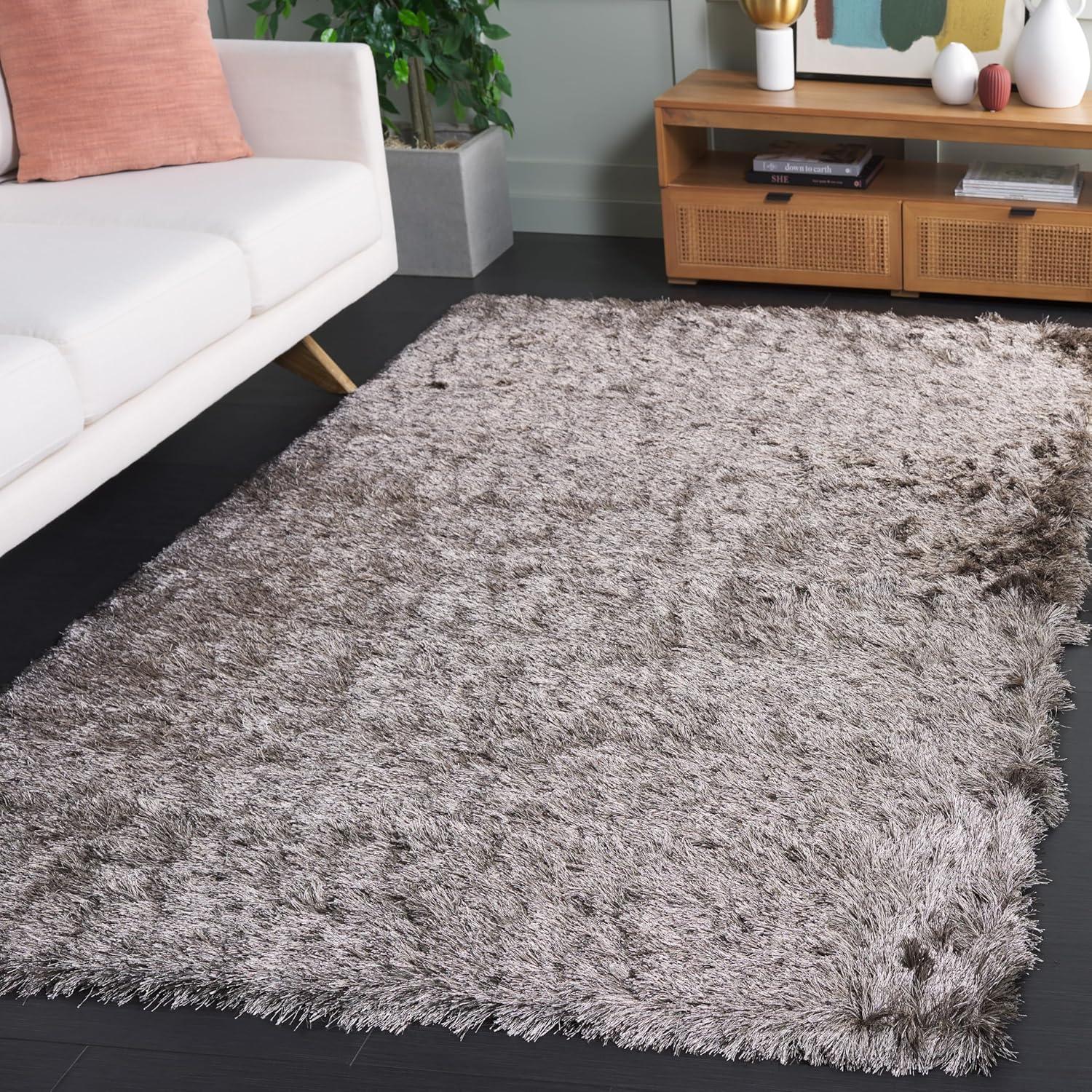 image:imageSAFAVIEH Area Rug 4x6 Paris Shag Collection Sage Handmade Soft Flowing Pile Ideal for Ideal for Hallway Foyer Entryway Bedroom SG5111003Sable