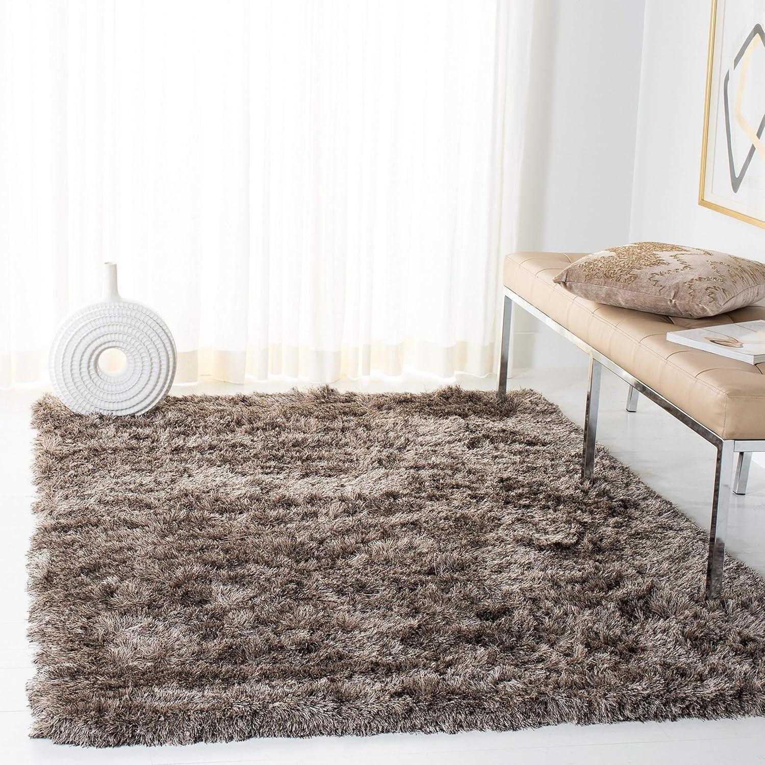image:imageSAFAVIEH Area Rug 4x6 Paris Shag Collection Sage Handmade Soft Flowing Pile Ideal for Ideal for Hallway Foyer Entryway Bedroom SG5111003Sable