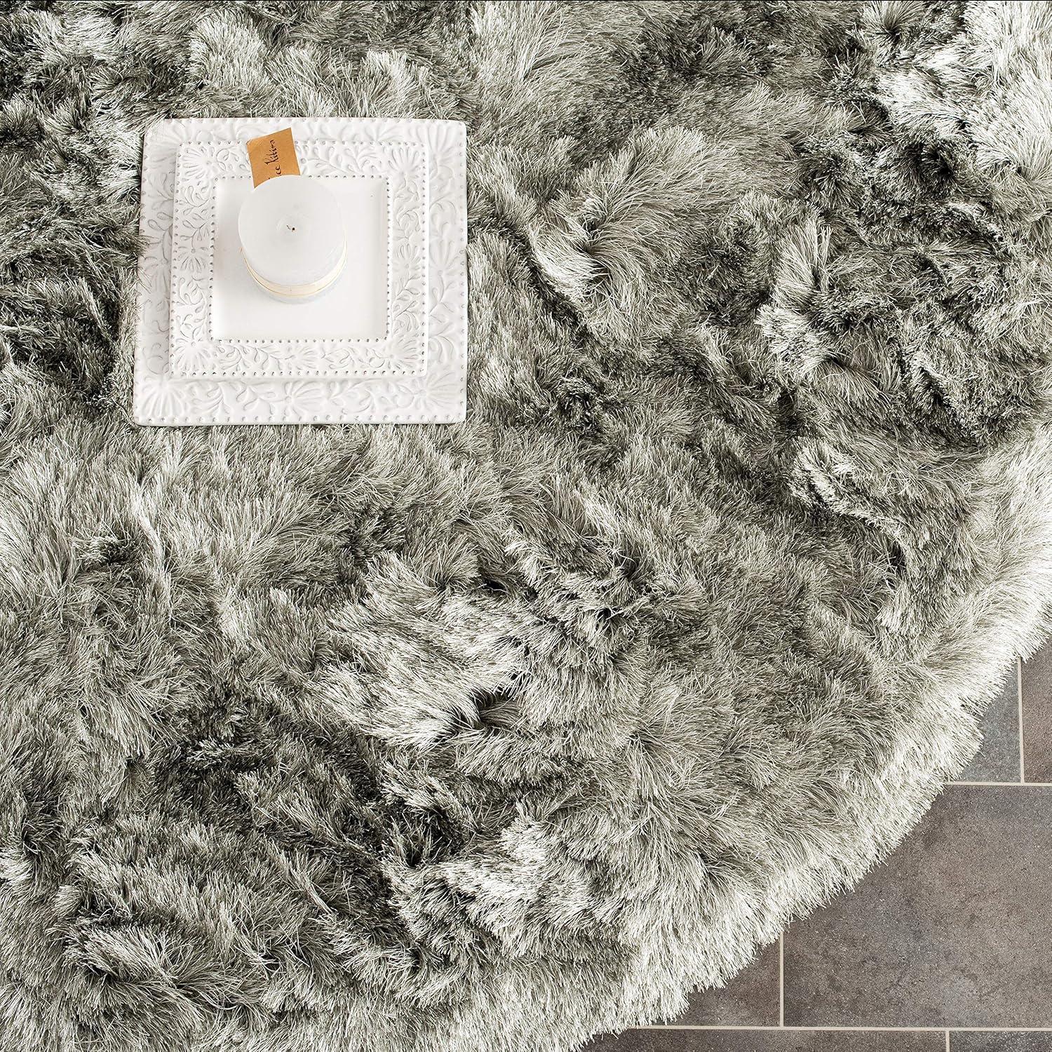 image:imageSAFAVIEH Area Rug 4x6 Paris Shag Collection Sage Handmade Soft Flowing Pile Ideal for Ideal for Hallway Foyer Entryway Bedroom SG5111003Silver