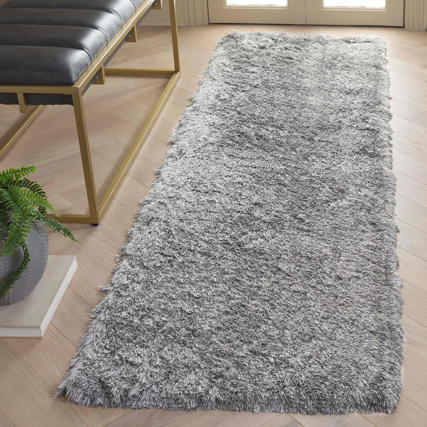 image:imageSAFAVIEH Area Rug 4x6 Paris Shag Collection Sage Handmade Soft Flowing Pile Ideal for Ideal for Hallway Foyer Entryway Bedroom SG5111003Silver
