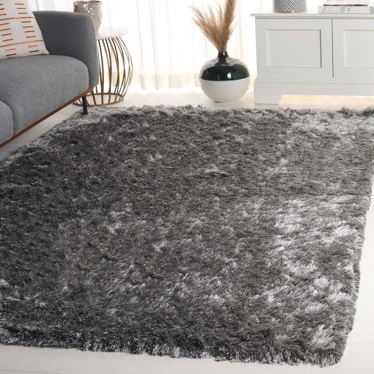 image:imageSAFAVIEH Area Rug 4x6 Paris Shag Collection Sage Handmade Soft Flowing Pile Ideal for Ideal for Hallway Foyer Entryway Bedroom SG5111003Silver