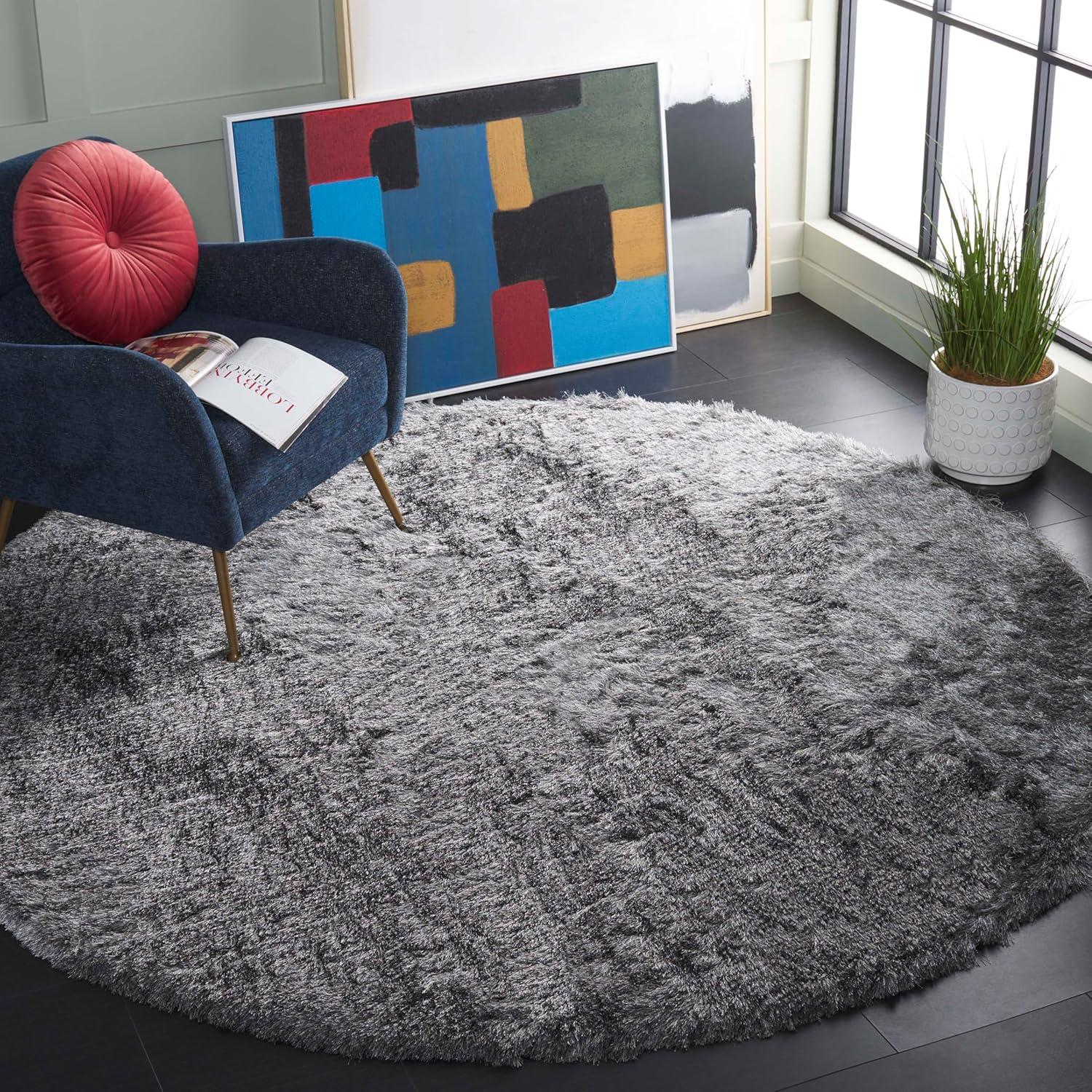 image:imageSAFAVIEH Area Rug 4x6 Paris Shag Collection Sage Handmade Soft Flowing Pile Ideal for Ideal for Hallway Foyer Entryway Bedroom SG5111003Silver