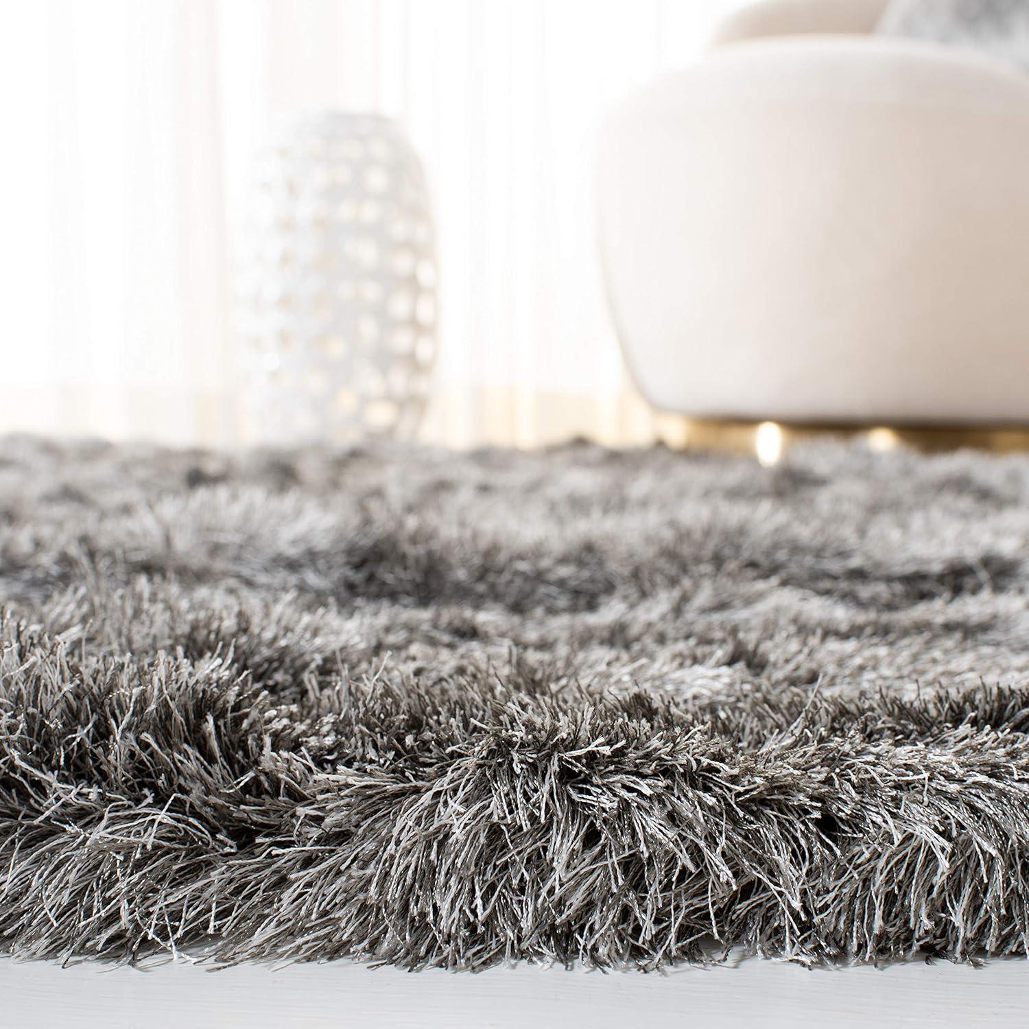 image:imageSAFAVIEH Area Rug 4x6 Paris Shag Collection Sage Handmade Soft Flowing Pile Ideal for Ideal for Hallway Foyer Entryway Bedroom SG5111003Silver