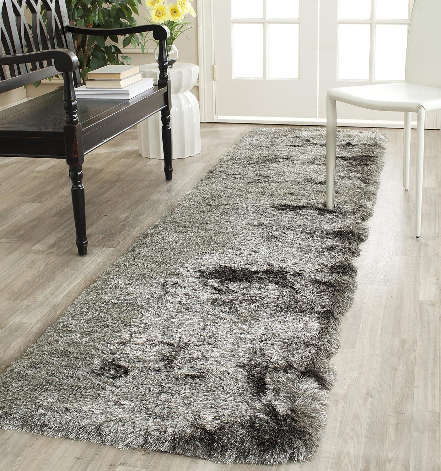 image:imageSAFAVIEH Area Rug 4x6 Paris Shag Collection Sage Handmade Soft Flowing Pile Ideal for Ideal for Hallway Foyer Entryway Bedroom SG5111003Silver