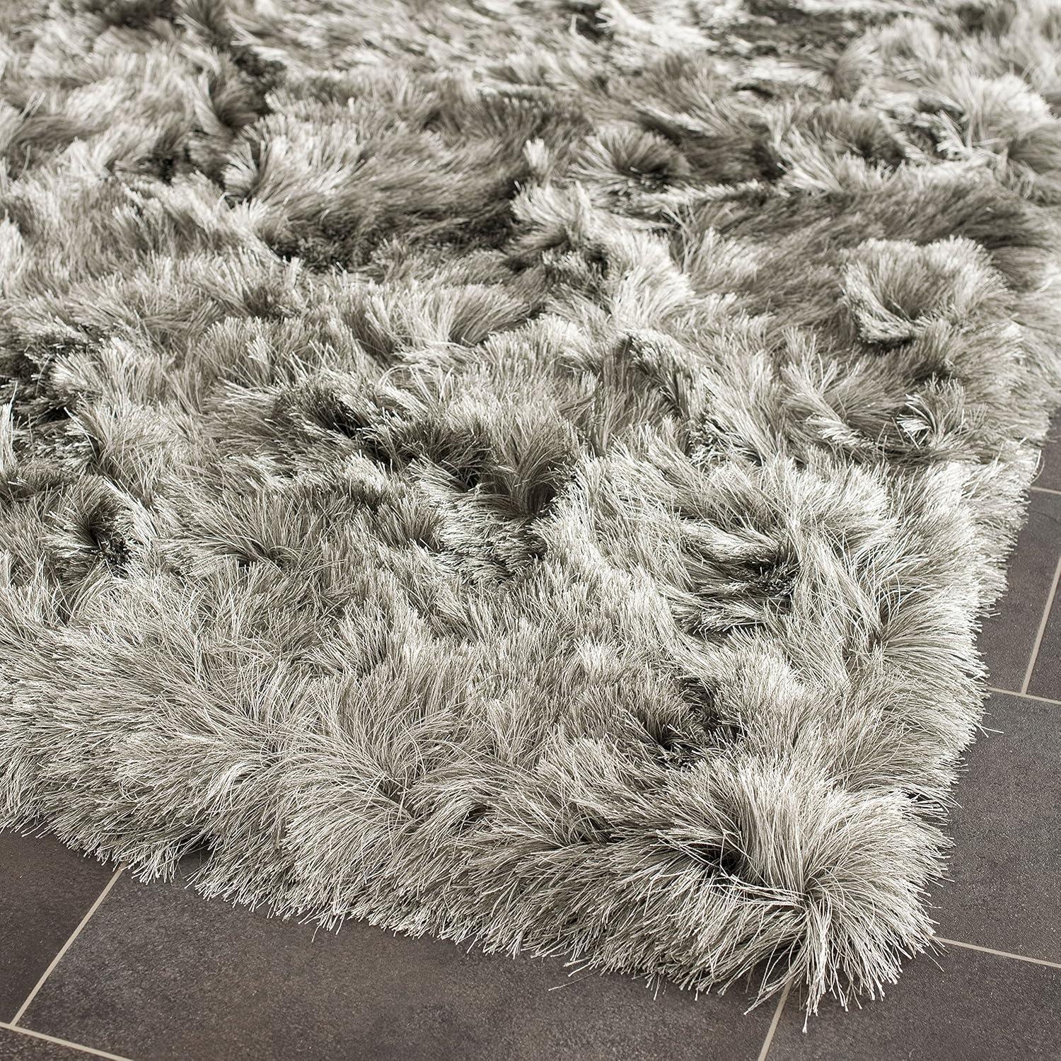 image:imageSAFAVIEH Area Rug 4x6 Paris Shag Collection Sage Handmade Soft Flowing Pile Ideal for Ideal for Hallway Foyer Entryway Bedroom SG5111003Silver