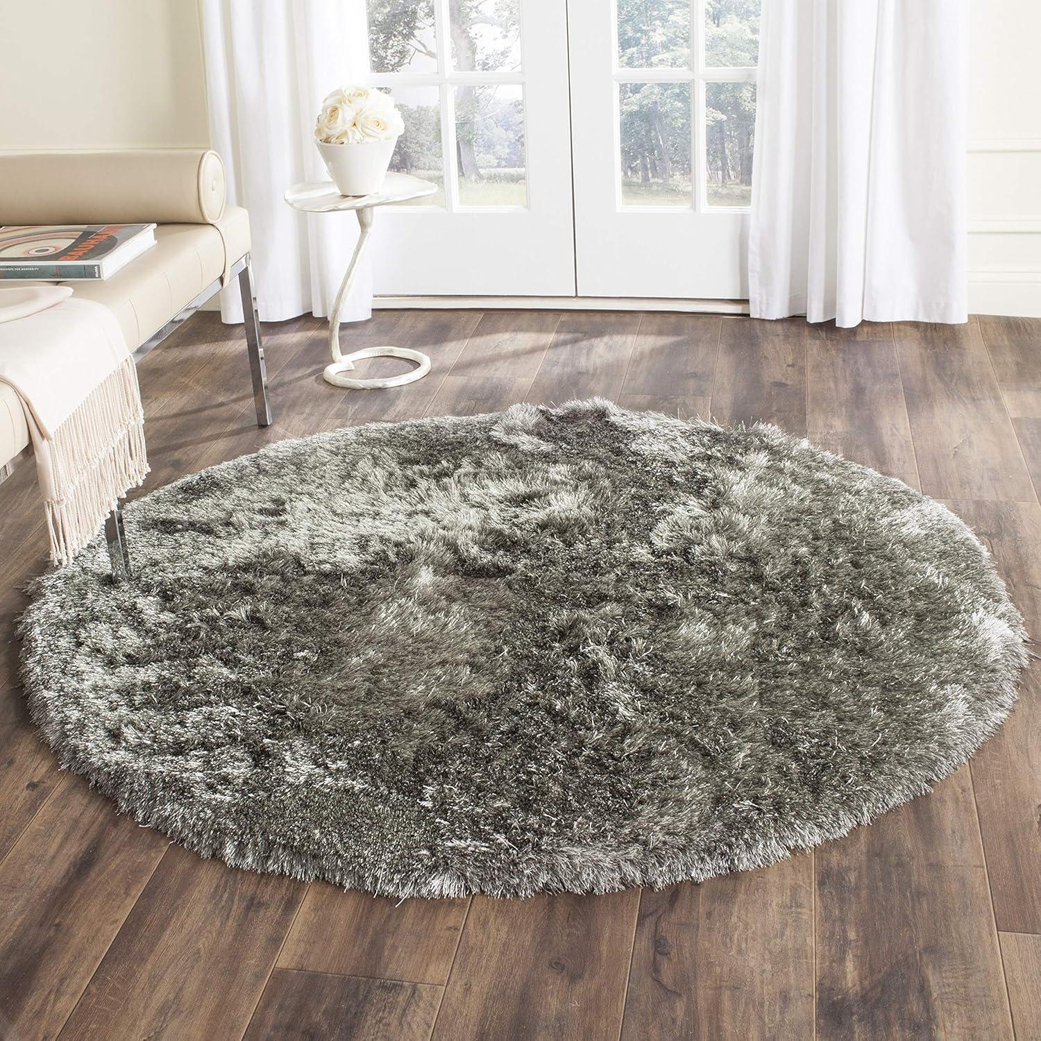 image:imageSAFAVIEH Area Rug 4x6 Paris Shag Collection Sage Handmade Soft Flowing Pile Ideal for Ideal for Hallway Foyer Entryway Bedroom SG5111003Silver