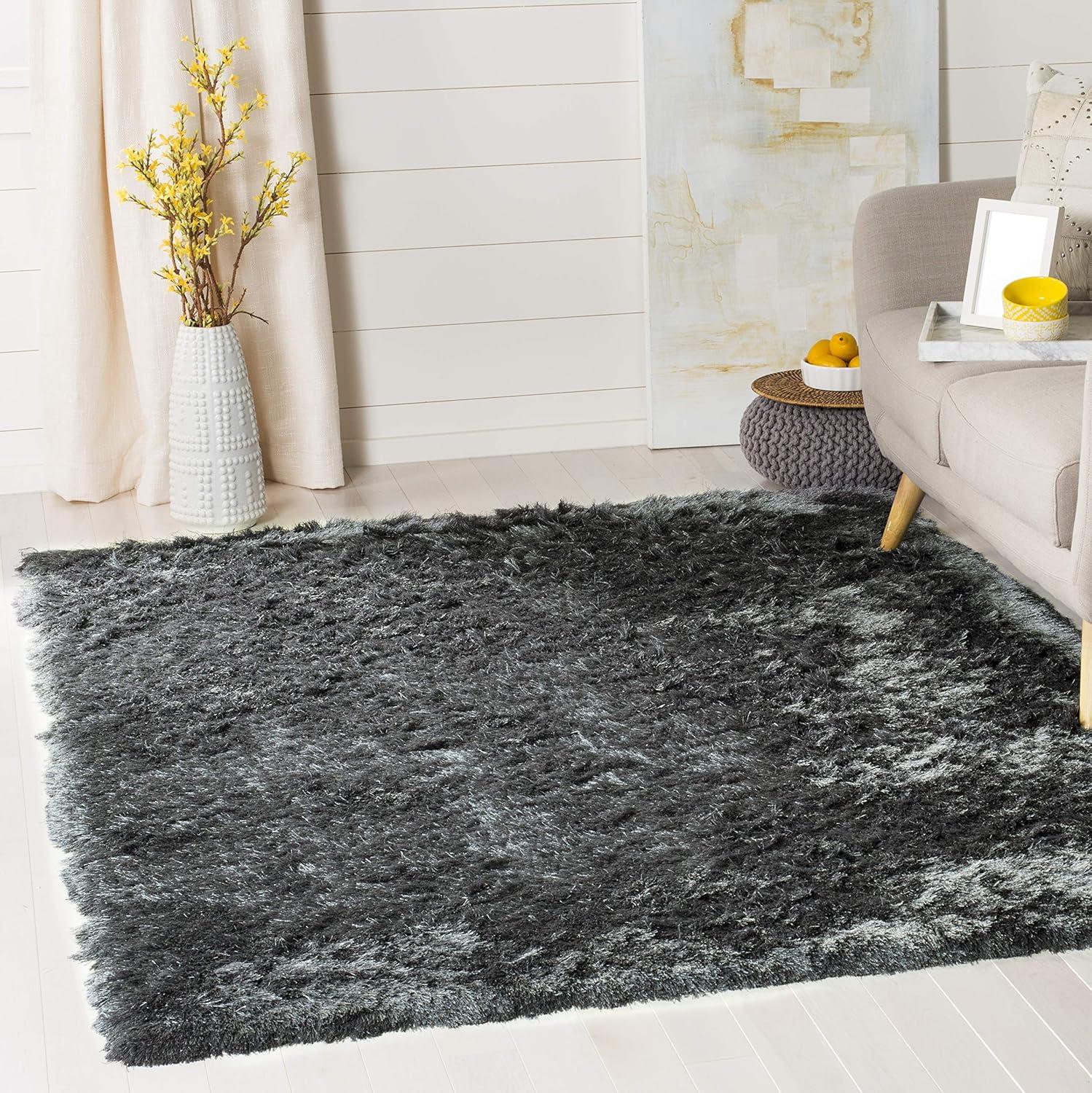 image:imageSAFAVIEH Area Rug 4x6 Paris Shag Collection Sage Handmade Soft Flowing Pile Ideal for Ideal for Hallway Foyer Entryway Bedroom SG5111003Slate