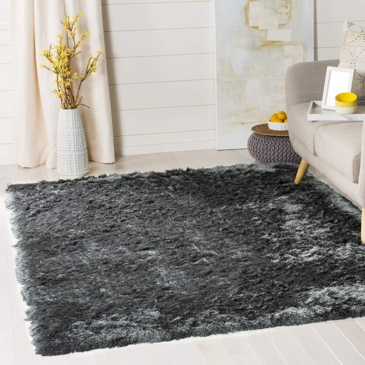 image:imageSAFAVIEH Area Rug 4x6 Paris Shag Collection Sage Handmade Soft Flowing Pile Ideal for Ideal for Hallway Foyer Entryway Bedroom SG5111003Slate
