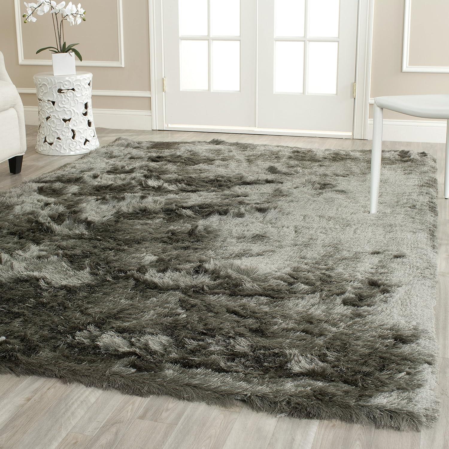 image:imageSAFAVIEH Area Rug 4x6 Paris Shag Collection Sage Handmade Soft Flowing Pile Ideal for Ideal for Hallway Foyer Entryway Bedroom SG5111003Titanium