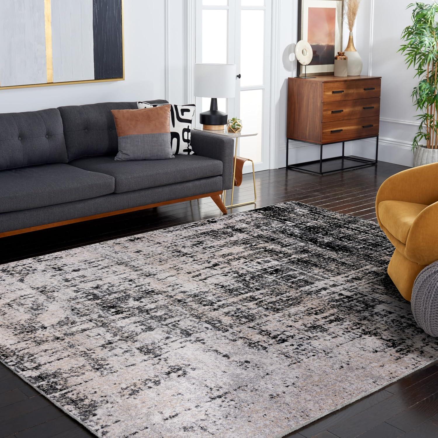 image:imageSAFAVIEH Area Rug 8x10 Adirondack Collection Large Red amp Gold Modern Abstract Design NonShedding amp Easy Cleaning Ideal for Living Room Bedroom Office Dining Space ADR207RSilverBlack