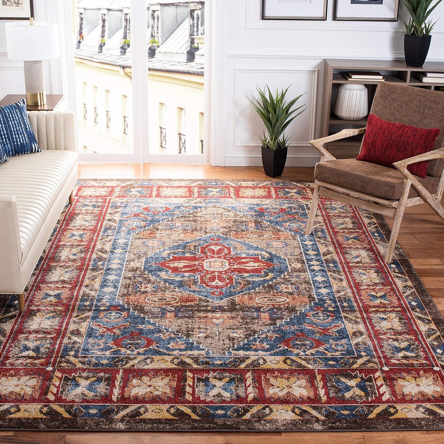 image:imageSAFAVIEH Area Rug 8x10 Bijar Collection Large Brown amp Royal Traditional Oriental Distressed Design NonShedding amp Easy Cleaning Ideal for Living Room Bedroom Office Dining Space BIJ621CBrownRoyal