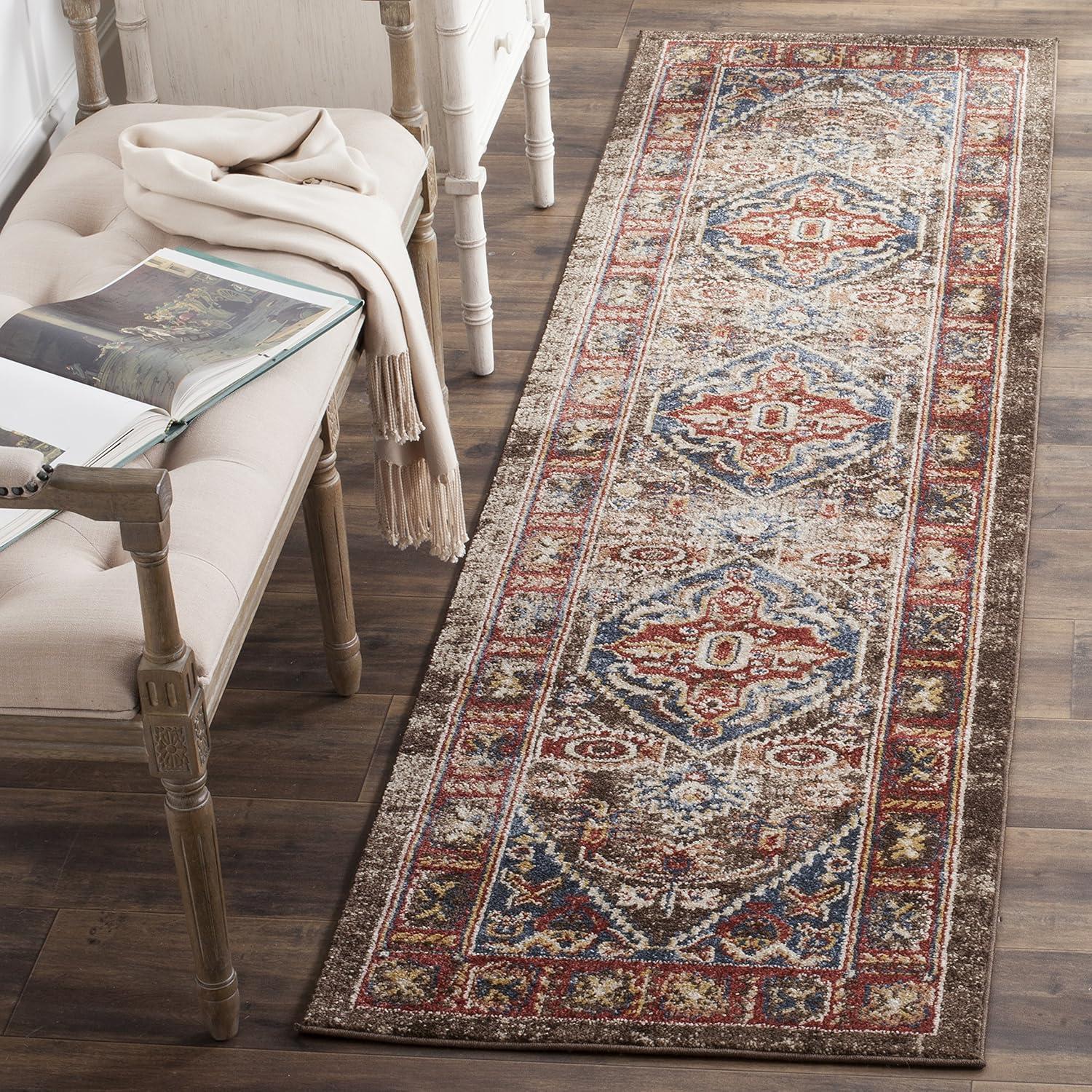 image:imageSAFAVIEH Area Rug 8x10 Bijar Collection Large Brown amp Royal Traditional Oriental Distressed Design NonShedding amp Easy Cleaning Ideal for Living Room Bedroom Office Dining Space BIJ621CBrownRoyal