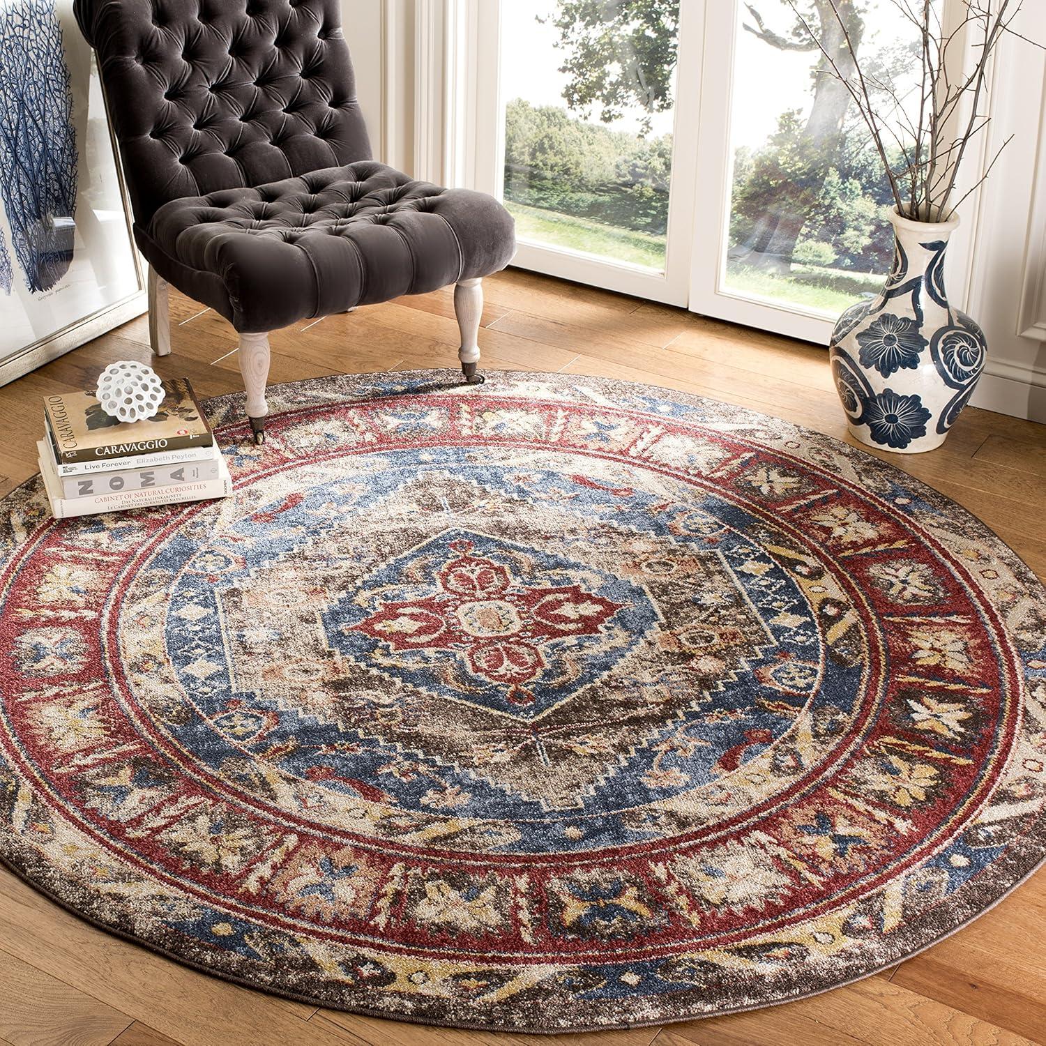 image:imageSAFAVIEH Area Rug 8x10 Bijar Collection Large Brown amp Royal Traditional Oriental Distressed Design NonShedding amp Easy Cleaning Ideal for Living Room Bedroom Office Dining Space BIJ621CBrownRoyal