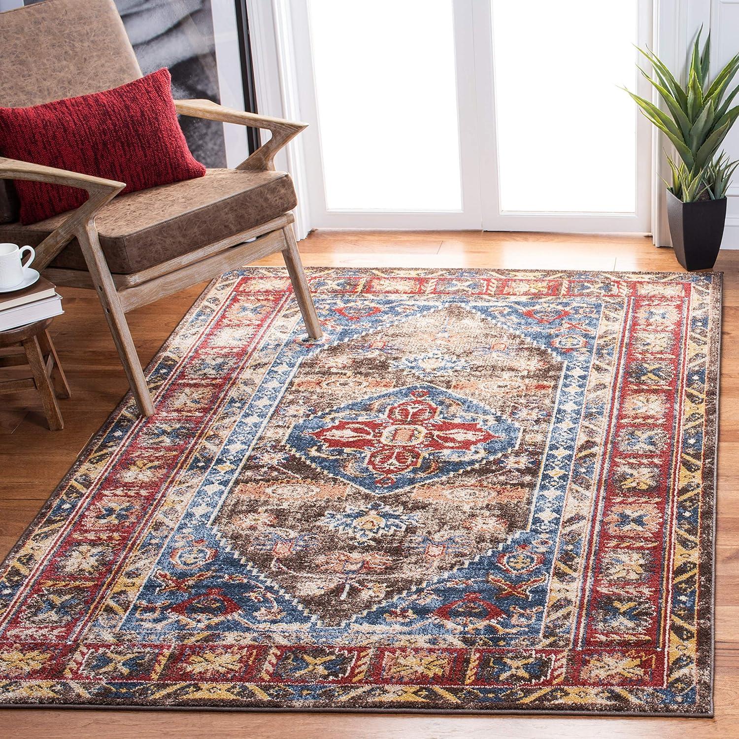 image:imageSAFAVIEH Area Rug 8x10 Bijar Collection Large Brown amp Royal Traditional Oriental Distressed Design NonShedding amp Easy Cleaning Ideal for Living Room Bedroom Office Dining Space BIJ621CBrownRoyal