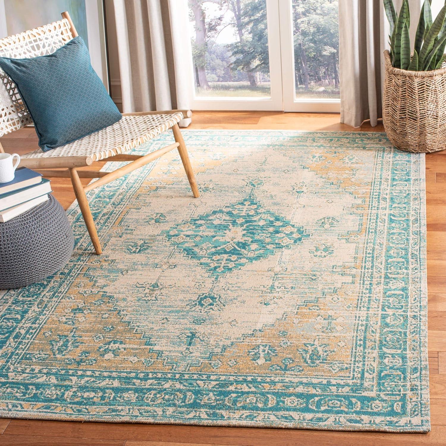 image:imageSAFAVIEH Area Rug 8x10 Classic Vintage Collection Large Blue Oriental Medallion Distressed Design NonShedding amp Easy Cleaning Ideal for Living Room Bedroom Office Dining Space CLV113MAqua