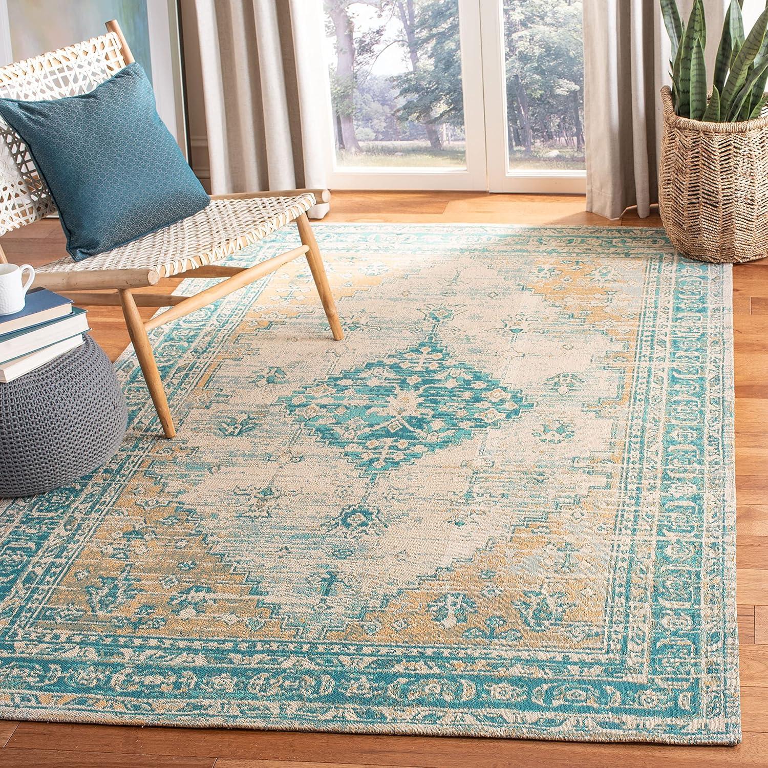 image:imageSAFAVIEH Area Rug 8x10 Classic Vintage Collection Large Blue Oriental Medallion Distressed Design NonShedding amp Easy Cleaning Ideal for Living Room Bedroom Office Dining Space CLV113MAqua