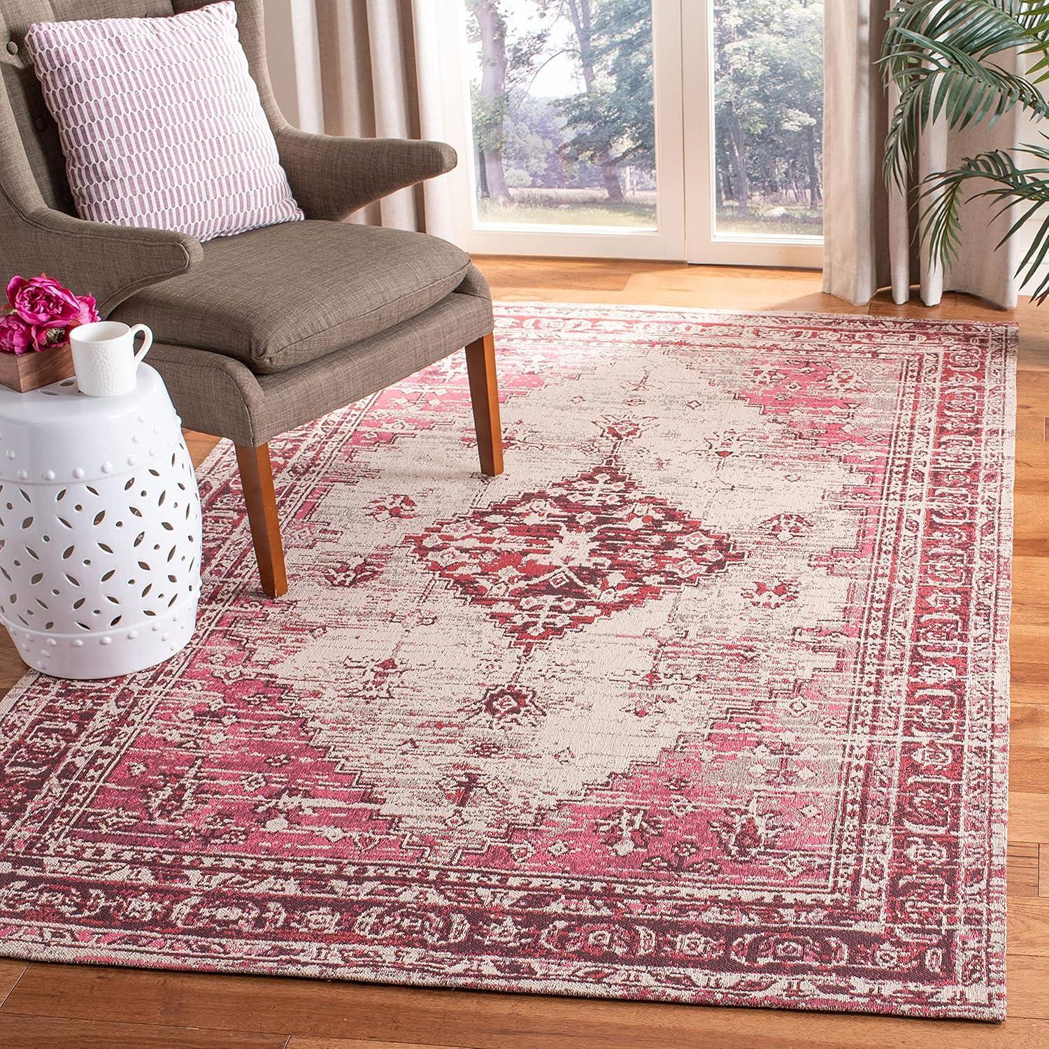 image:imageSAFAVIEH Area Rug 8x10 Classic Vintage Collection Large Blue Oriental Medallion Distressed Design NonShedding amp Easy Cleaning Ideal for Living Room Bedroom Office Dining Space CLV113MFuchsia