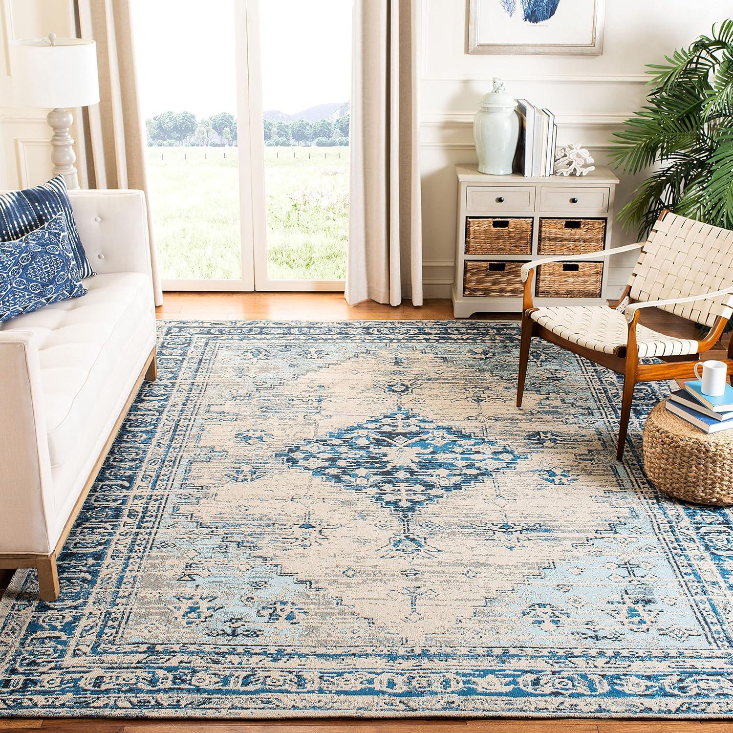 image:imageSAFAVIEH Area Rug 8x10 Classic Vintage Collection Large Blue Oriental Medallion Distressed Design NonShedding amp Easy Cleaning Ideal for Living Room Bedroom Office Dining Space CLV113MBlue