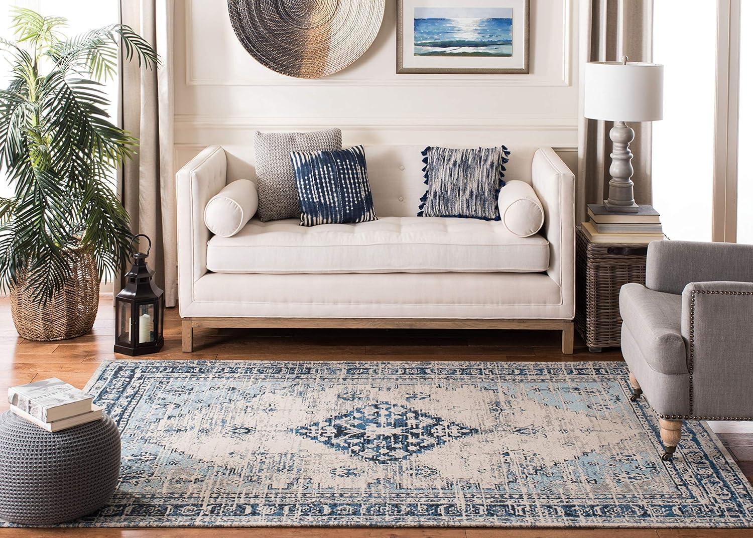image:imageSAFAVIEH Area Rug 8x10 Classic Vintage Collection Large Blue Oriental Medallion Distressed Design NonShedding amp Easy Cleaning Ideal for Living Room Bedroom Office Dining Space CLV113MBlue