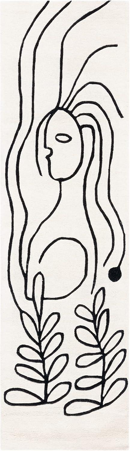 image:imageSAFAVIEH Area Rug 8x10 Fifth Avenue Collection Large Ivory amp Black Handmade Wool MidCentury Modern Design Ideal for Living Room Bedroom Office Dining Space FTV111AIvoryBlack