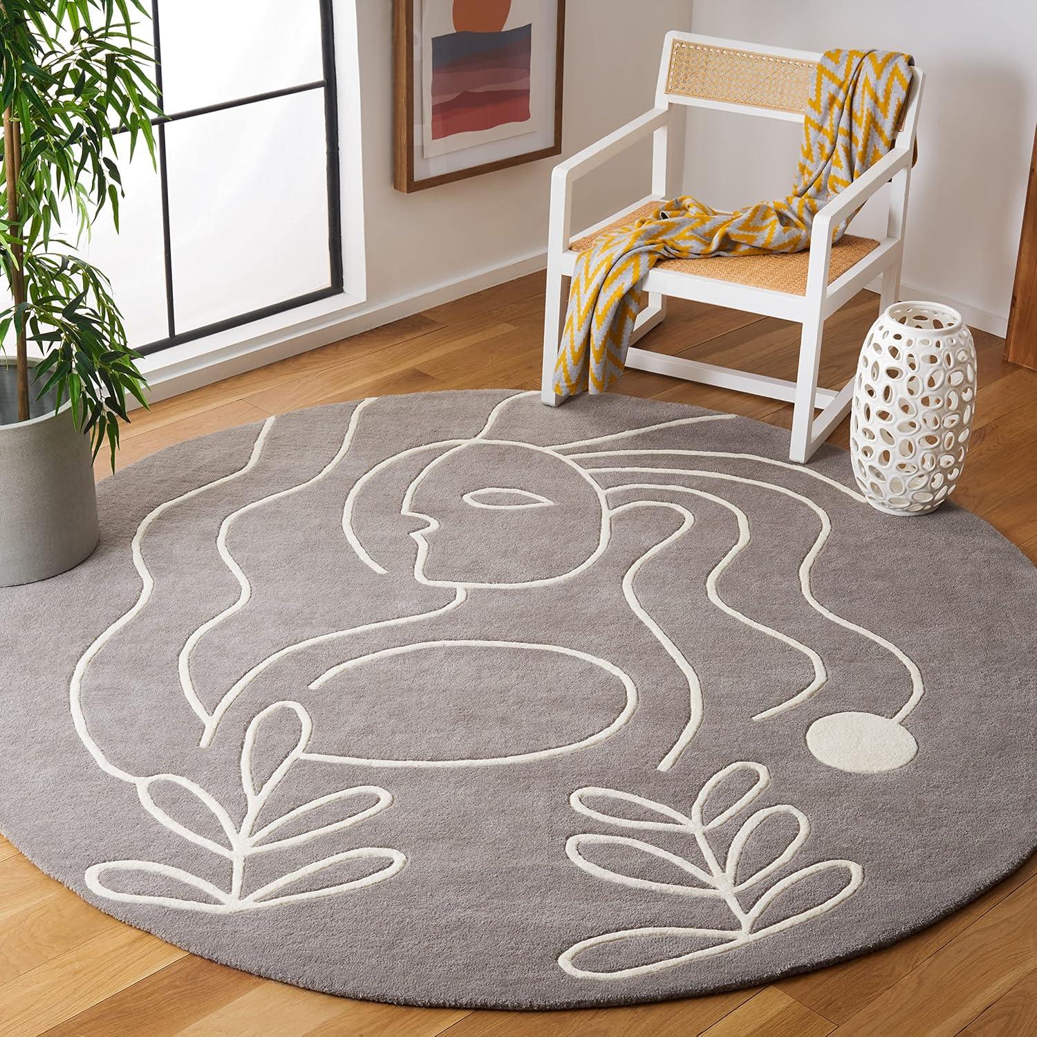 image:imageSAFAVIEH Area Rug 8x10 Fifth Avenue Collection Large Ivory amp Black Handmade Wool MidCentury Modern Design Ideal for Living Room Bedroom Office Dining Space FTV111AGreyIvory