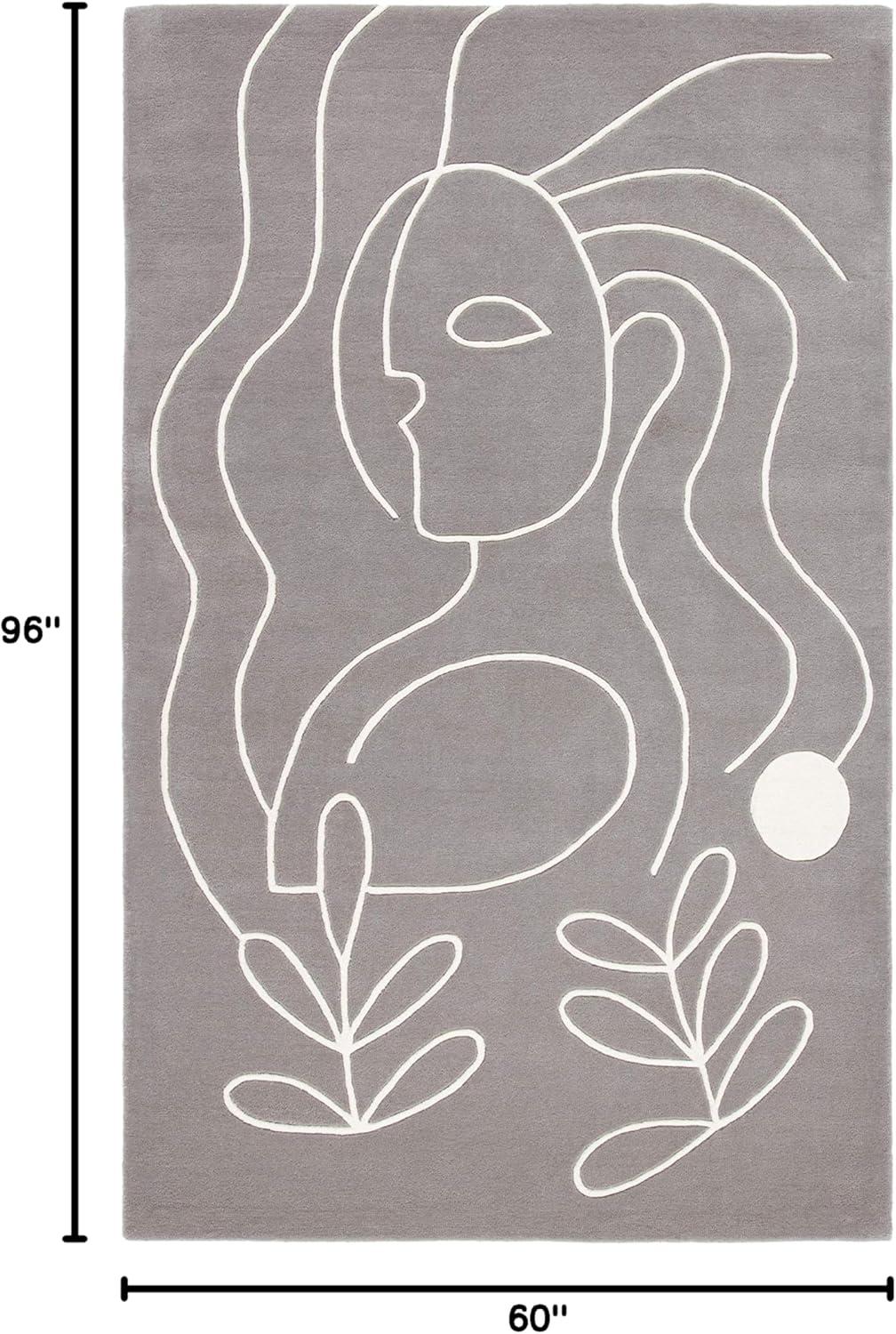 image:imageSAFAVIEH Area Rug 8x10 Fifth Avenue Collection Large Ivory amp Black Handmade Wool MidCentury Modern Design Ideal for Living Room Bedroom Office Dining Space FTV111AGreyIvory