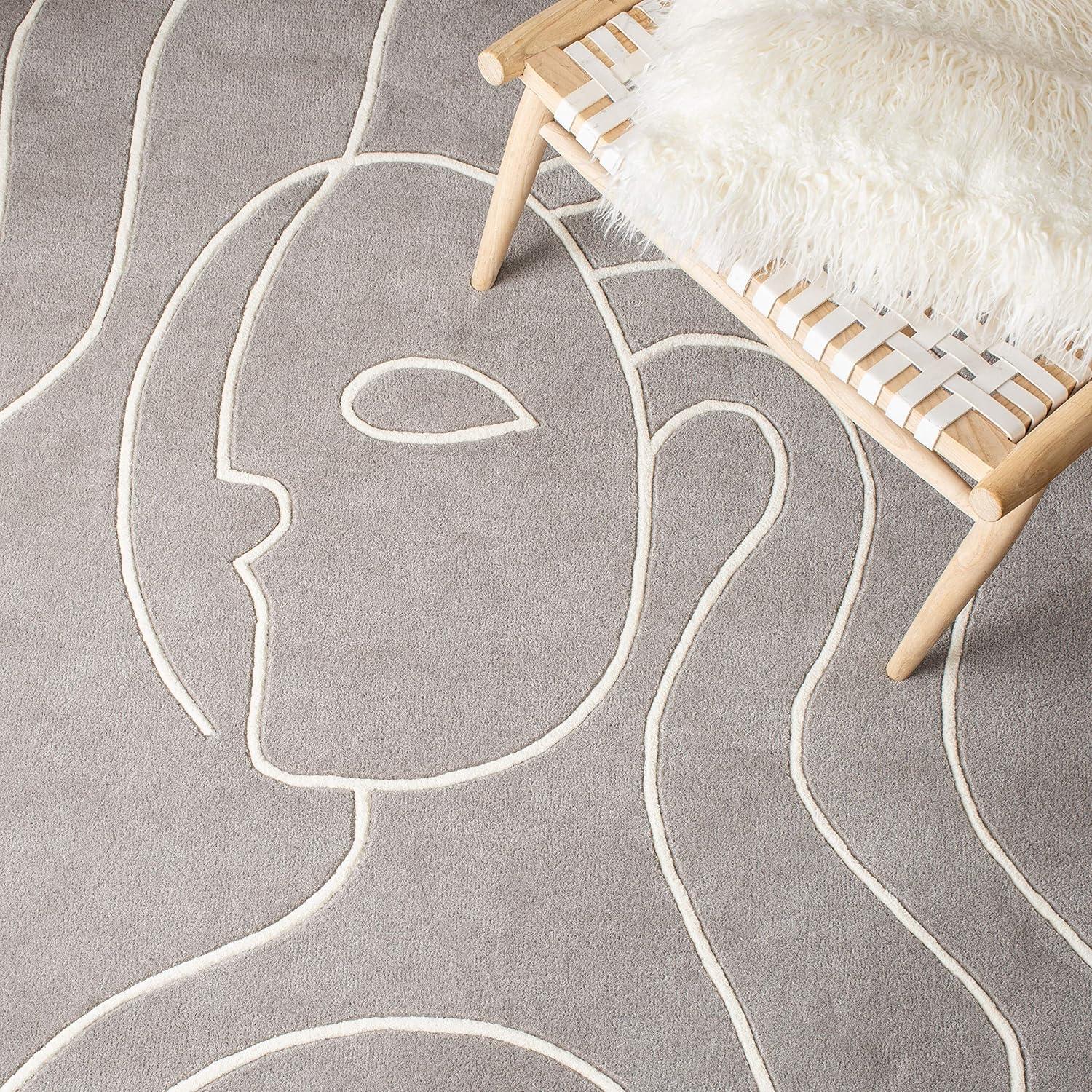image:imageSAFAVIEH Area Rug 8x10 Fifth Avenue Collection Large Ivory amp Black Handmade Wool MidCentury Modern Design Ideal for Living Room Bedroom Office Dining Space FTV111AGreyIvory