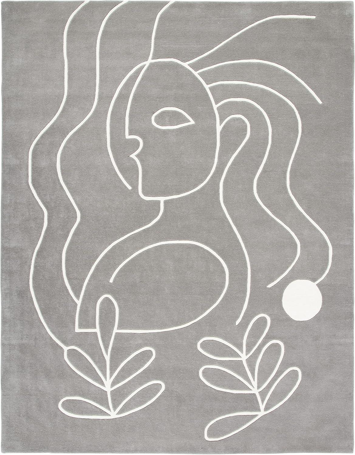 image:imageSAFAVIEH Area Rug 8x10 Fifth Avenue Collection Large Ivory amp Black Handmade Wool MidCentury Modern Design Ideal for Living Room Bedroom Office Dining Space FTV111AGreyIvory