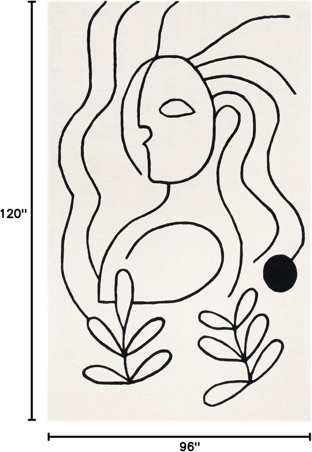 image:imageSAFAVIEH Area Rug 8x10 Fifth Avenue Collection Large Ivory amp Black Handmade Wool MidCentury Modern Design Ideal for Living Room Bedroom Office Dining Space FTV111AIvoryBlack