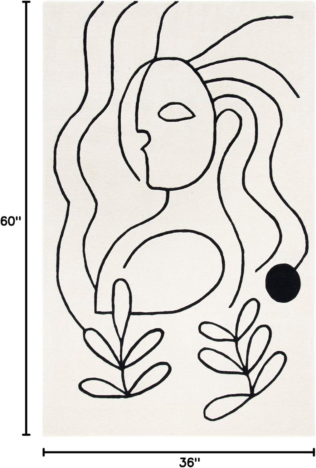 image:imageSAFAVIEH Area Rug 8x10 Fifth Avenue Collection Large Ivory amp Black Handmade Wool MidCentury Modern Design Ideal for Living Room Bedroom Office Dining Space FTV111AIvoryBlack