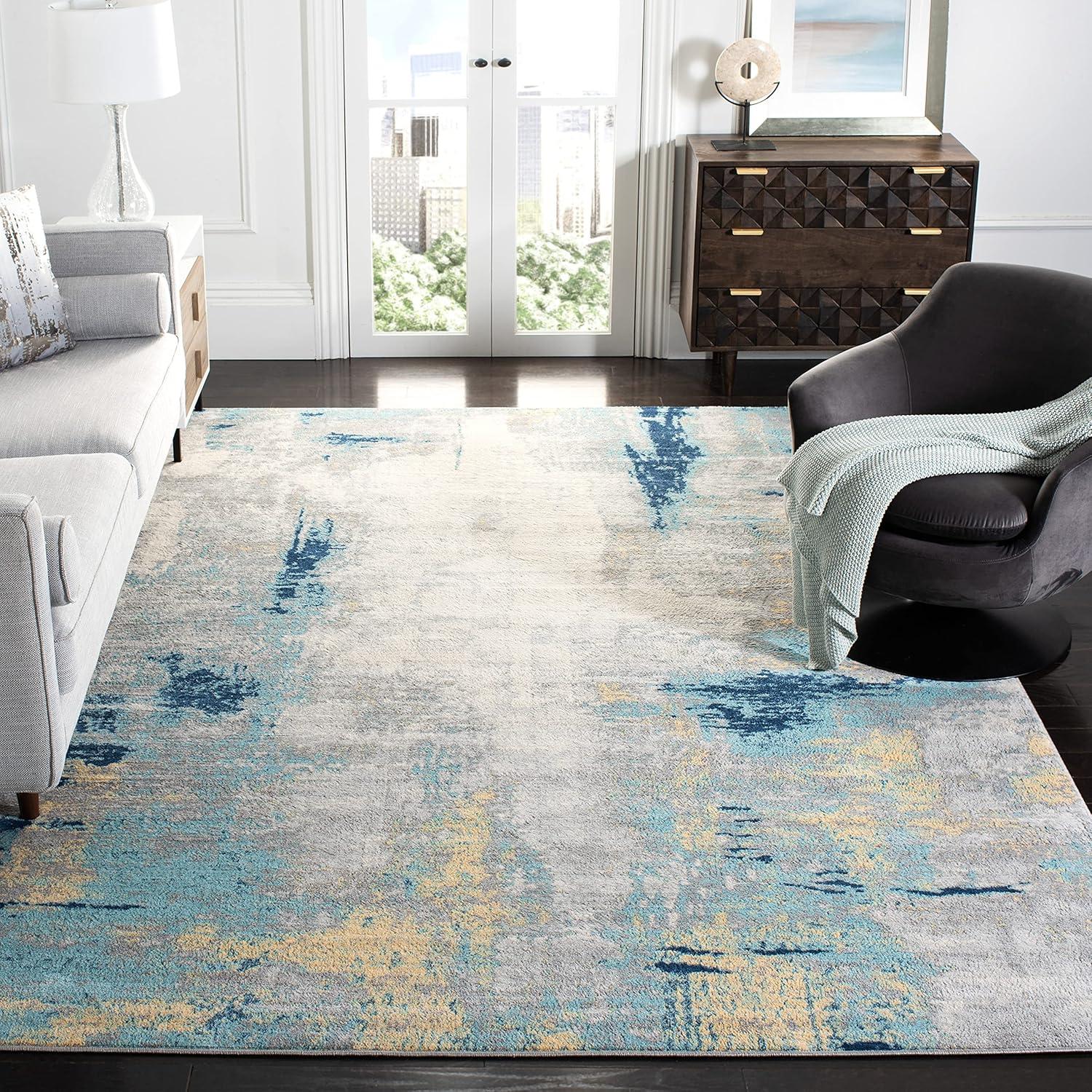 image:imageSAFAVIEH Area Rug 8x10 Jasper Collection Large Grey amp Gold Modern Abstract Design NonShedding amp Easy Cleaning Ideal for Living Room Bedroom Office Dining Space JSP101AGreyGold