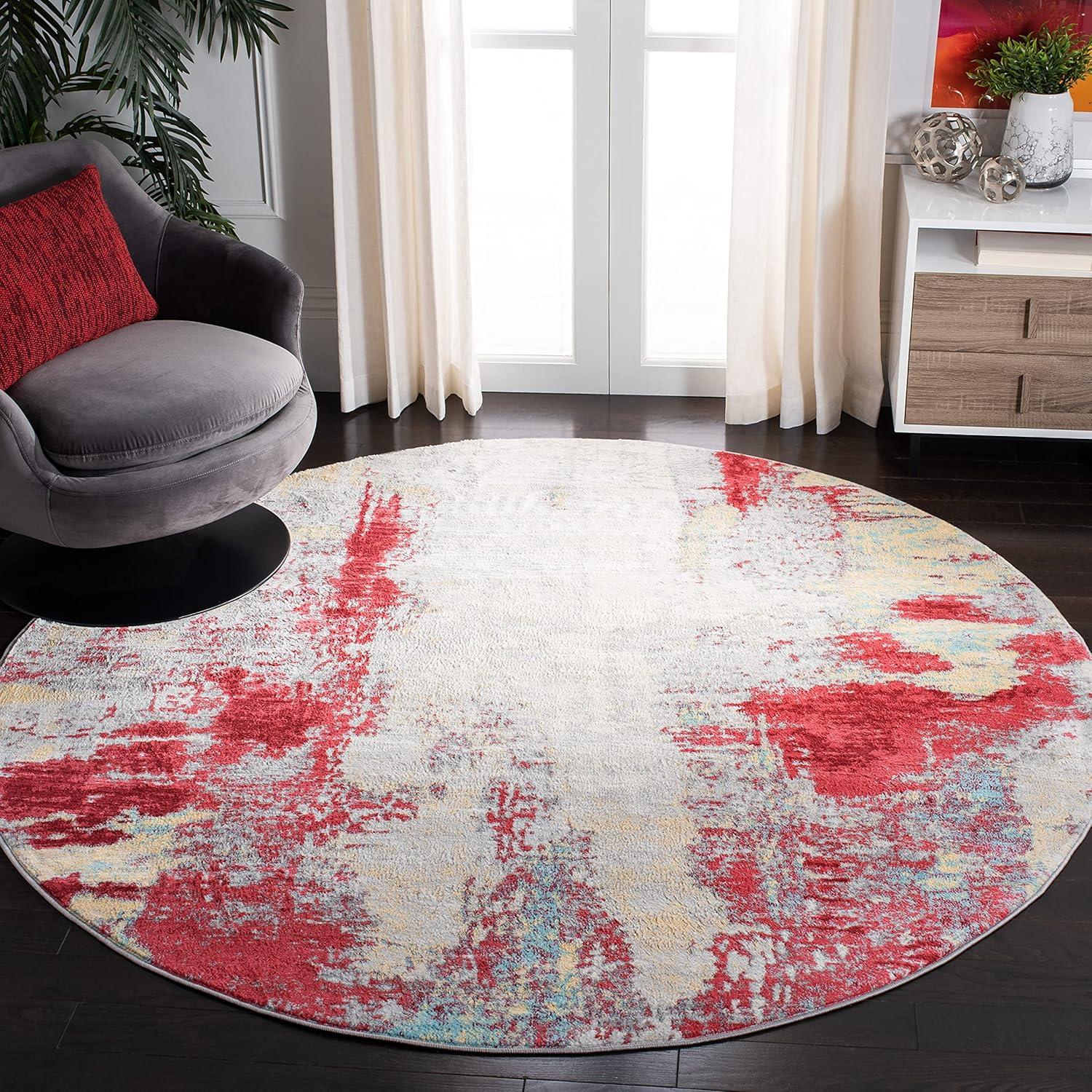image:imageSAFAVIEH Area Rug 8x10 Jasper Collection Large Grey amp Gold Modern Abstract Design NonShedding amp Easy Cleaning Ideal for Living Room Bedroom Office Dining Space JSP101ARedIvory