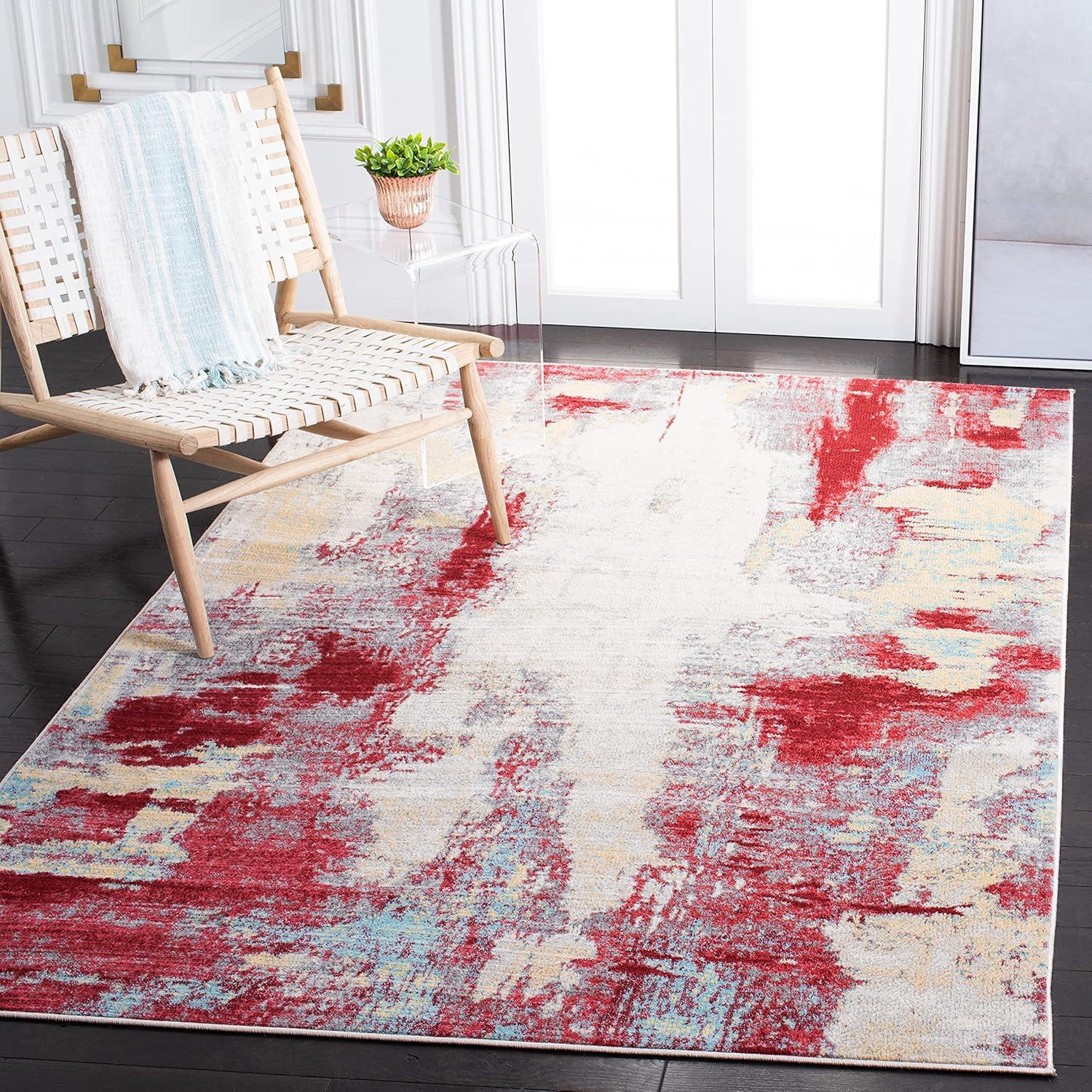 image:imageSAFAVIEH Area Rug 8x10 Jasper Collection Large Grey amp Gold Modern Abstract Design NonShedding amp Easy Cleaning Ideal for Living Room Bedroom Office Dining Space JSP101ARedIvory
