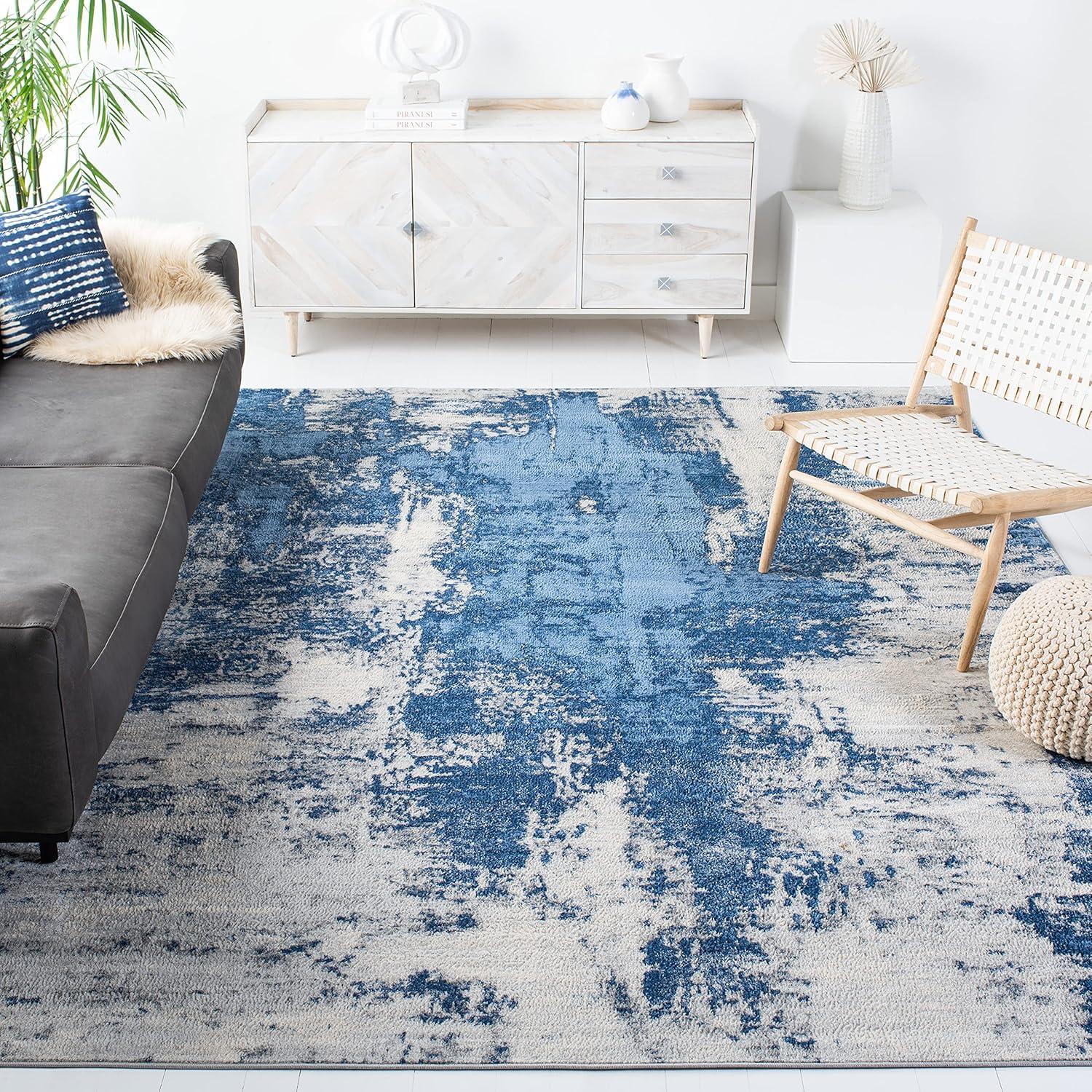 image:imageSAFAVIEH Area Rug 8x10 Jasper Collection Large Grey amp Gold Modern Abstract Design NonShedding amp Easy Cleaning Ideal for Living Room Bedroom Office Dining Space JSP101ABlueIvory