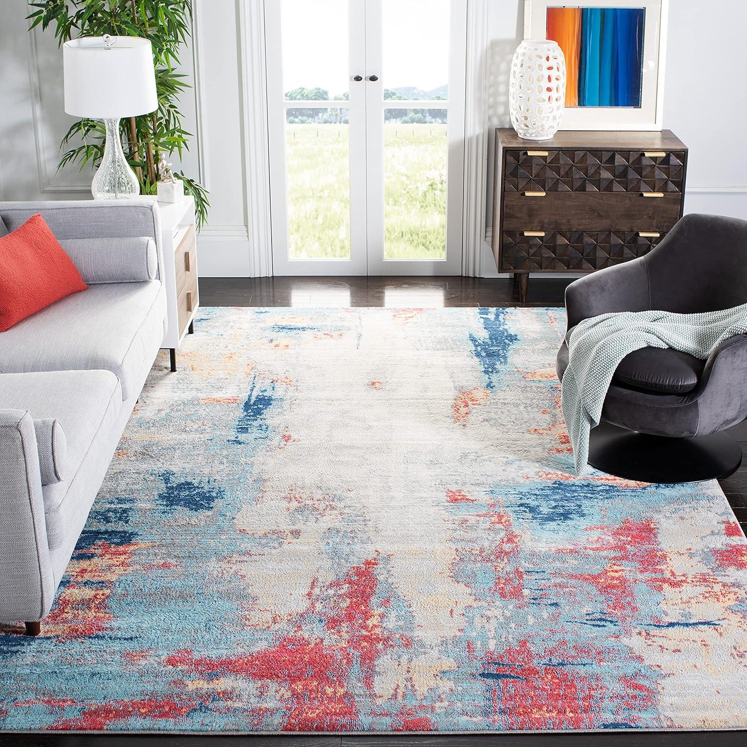image:imageSAFAVIEH Area Rug 8x10 Jasper Collection Large Grey amp Gold Modern Abstract Design NonShedding amp Easy Cleaning Ideal for Living Room Bedroom Office Dining Space JSP101AGreyRed