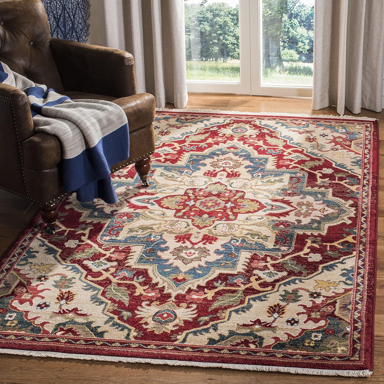 image:imageSAFAVIEH Area Rug 8x10 Kashan Collection Large Blue amp Beige Traditional Oriental Design NonShedding amp Easy Cleaning Ideal for Living Room Bedroom Office Dining Space KSN304BRedBeige