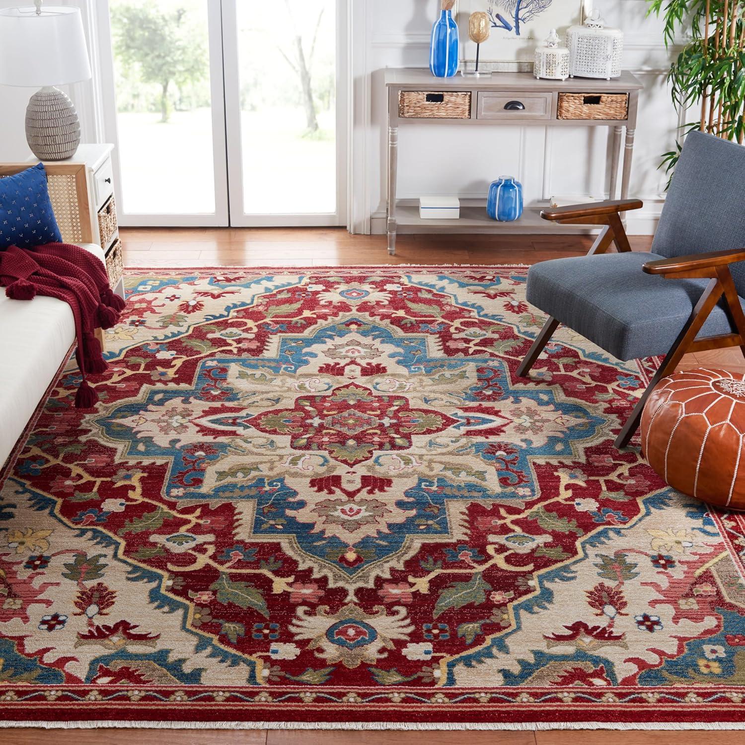 image:imageSAFAVIEH Area Rug 8x10 Kashan Collection Large Blue amp Beige Traditional Oriental Design NonShedding amp Easy Cleaning Ideal for Living Room Bedroom Office Dining Space KSN304BRedBeige