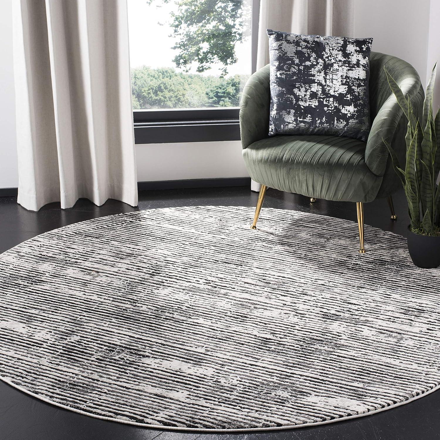 image:imageSAFAVIEH Area Rug 8x10 Lurex Collection Large Black amp Grey Modern Abstract Design NonShedding amp Easy Cleaning Ideal for Living Room Bedroom Office Dining Space LUR188ZBlackGrey