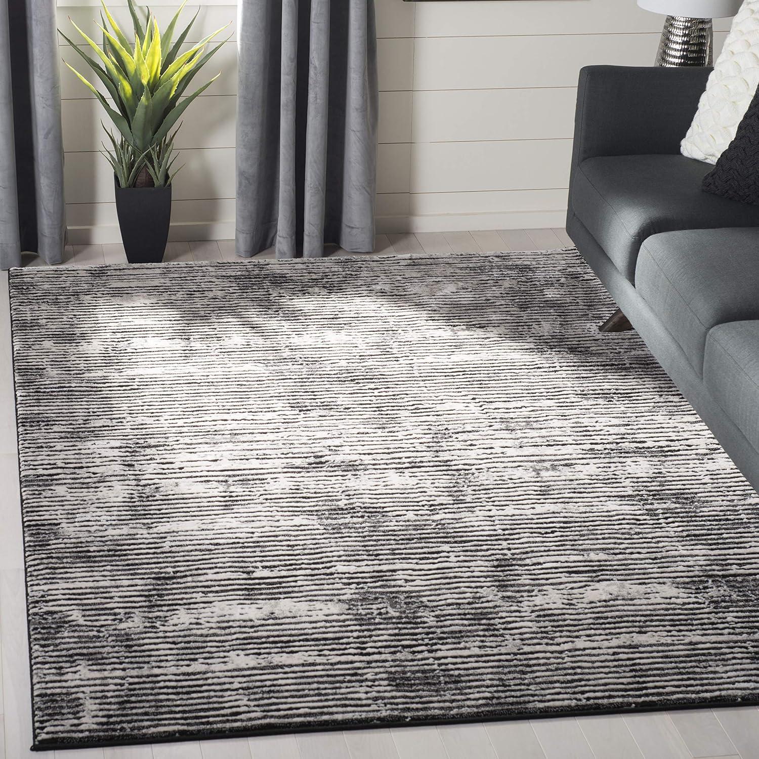 image:imageSAFAVIEH Area Rug 8x10 Lurex Collection Large Black amp Grey Modern Abstract Design NonShedding amp Easy Cleaning Ideal for Living Room Bedroom Office Dining Space LUR188ZBlackGrey