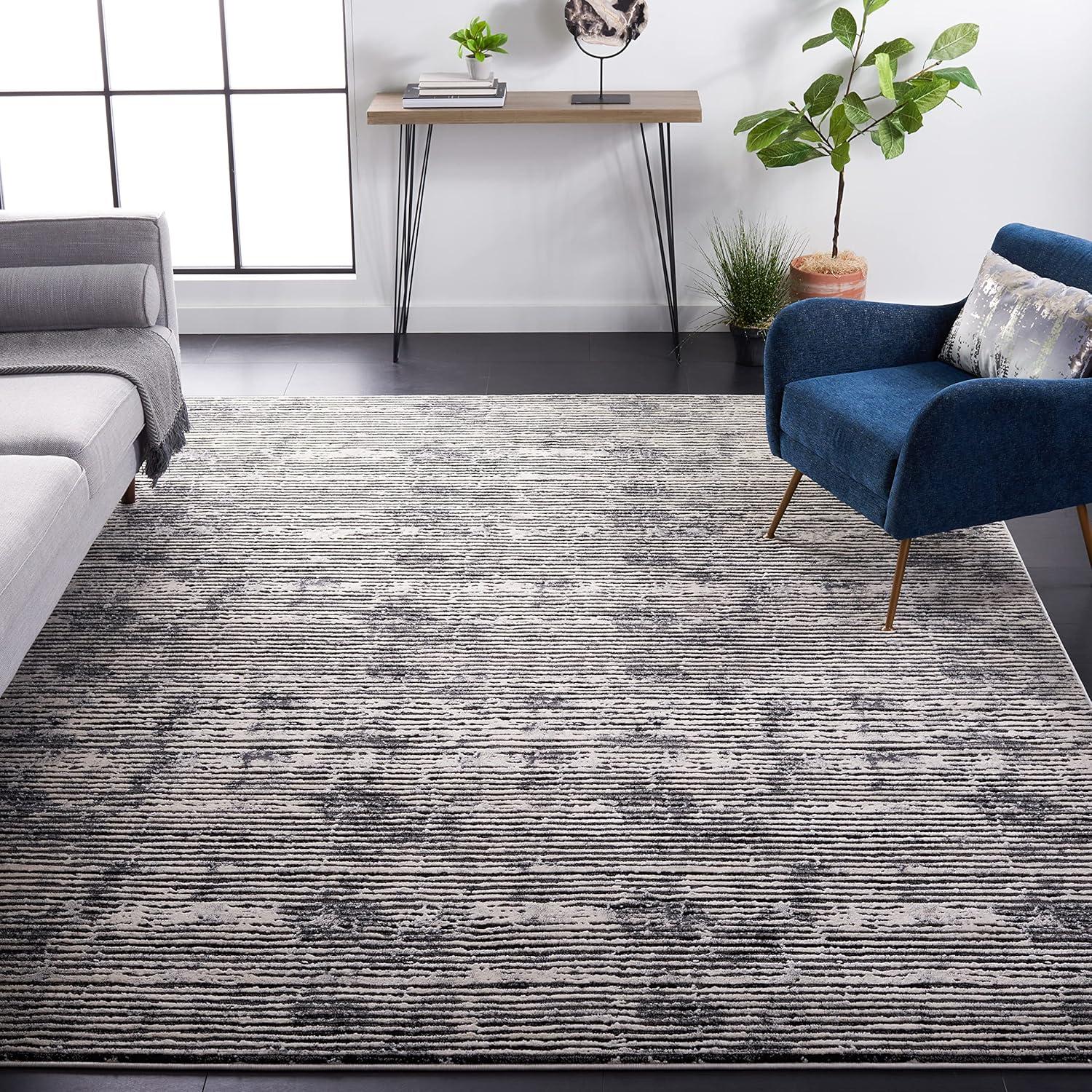 image:imageSAFAVIEH Area Rug 8x10 Lurex Collection Large Black amp Grey Modern Abstract Design NonShedding amp Easy Cleaning Ideal for Living Room Bedroom Office Dining Space LUR188ZBlackGrey