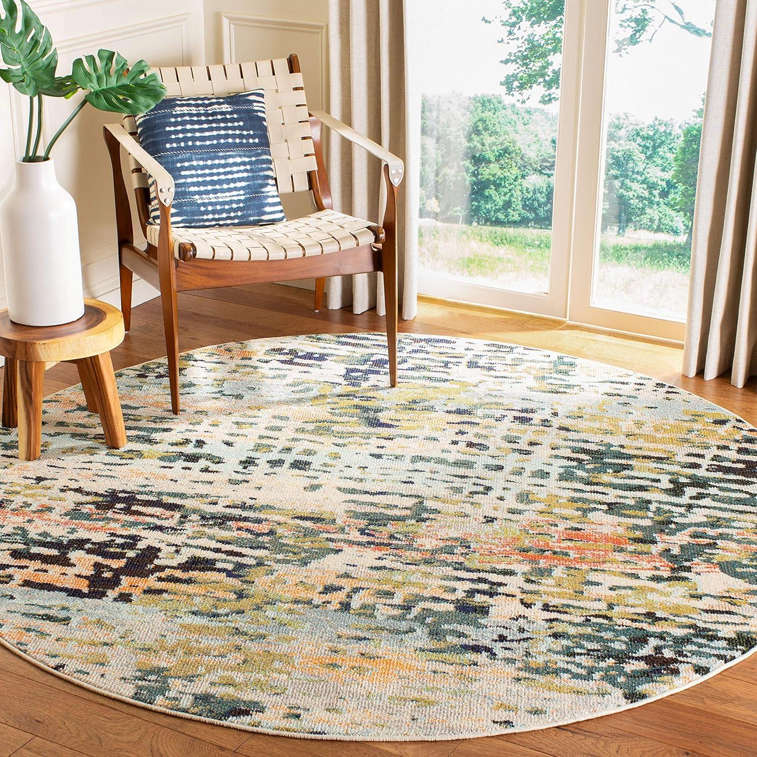 image:imageSAFAVIEH Area Rug 8x10 Madison Collection Large Beige amp Navy Modern Abstract Design NonShedding amp Easy Cleaning Ideal for Living Room Bedroom Office Dining Space MAD454ABeigeNavy
